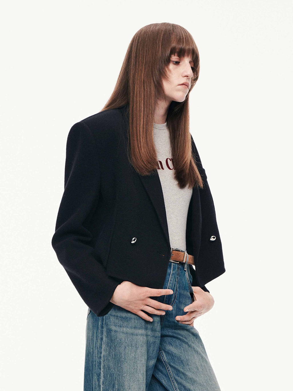Cropped Fit Wool Blazer