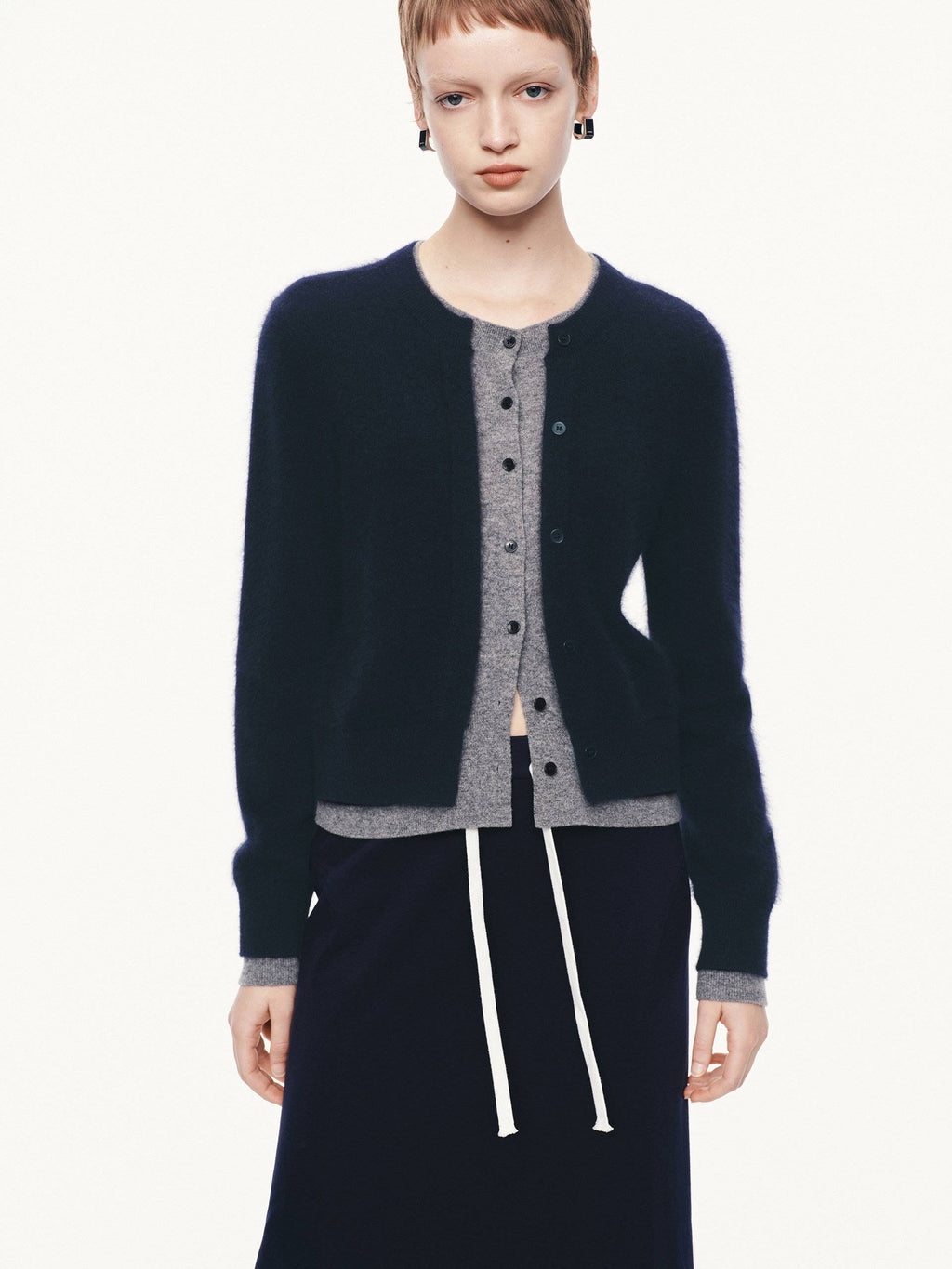 Layered Round Neck Cardigan