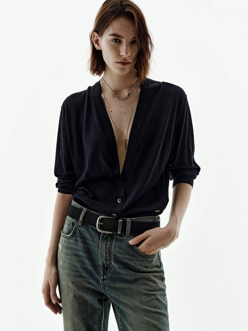 Silk Blend V-neck Cardigan