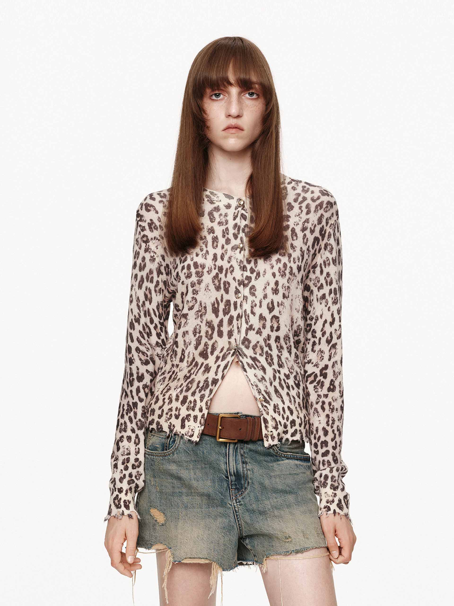 Leopard Print Cropped Cardigan