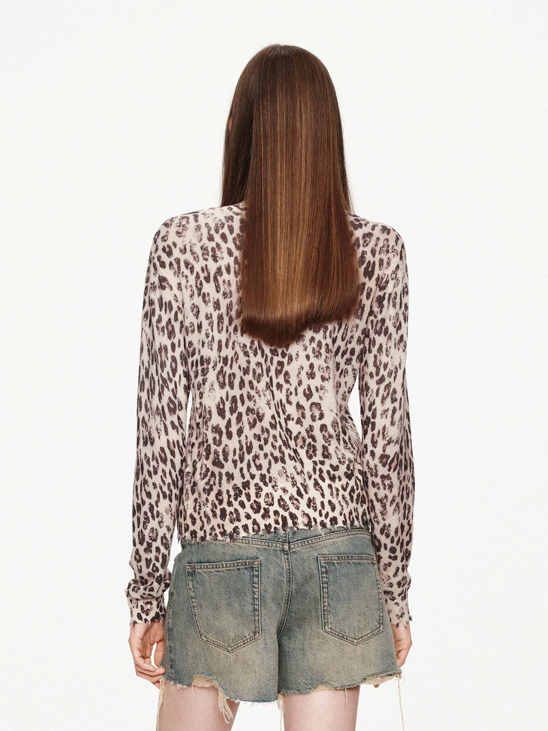 Leopard Print Cropped Cardigan