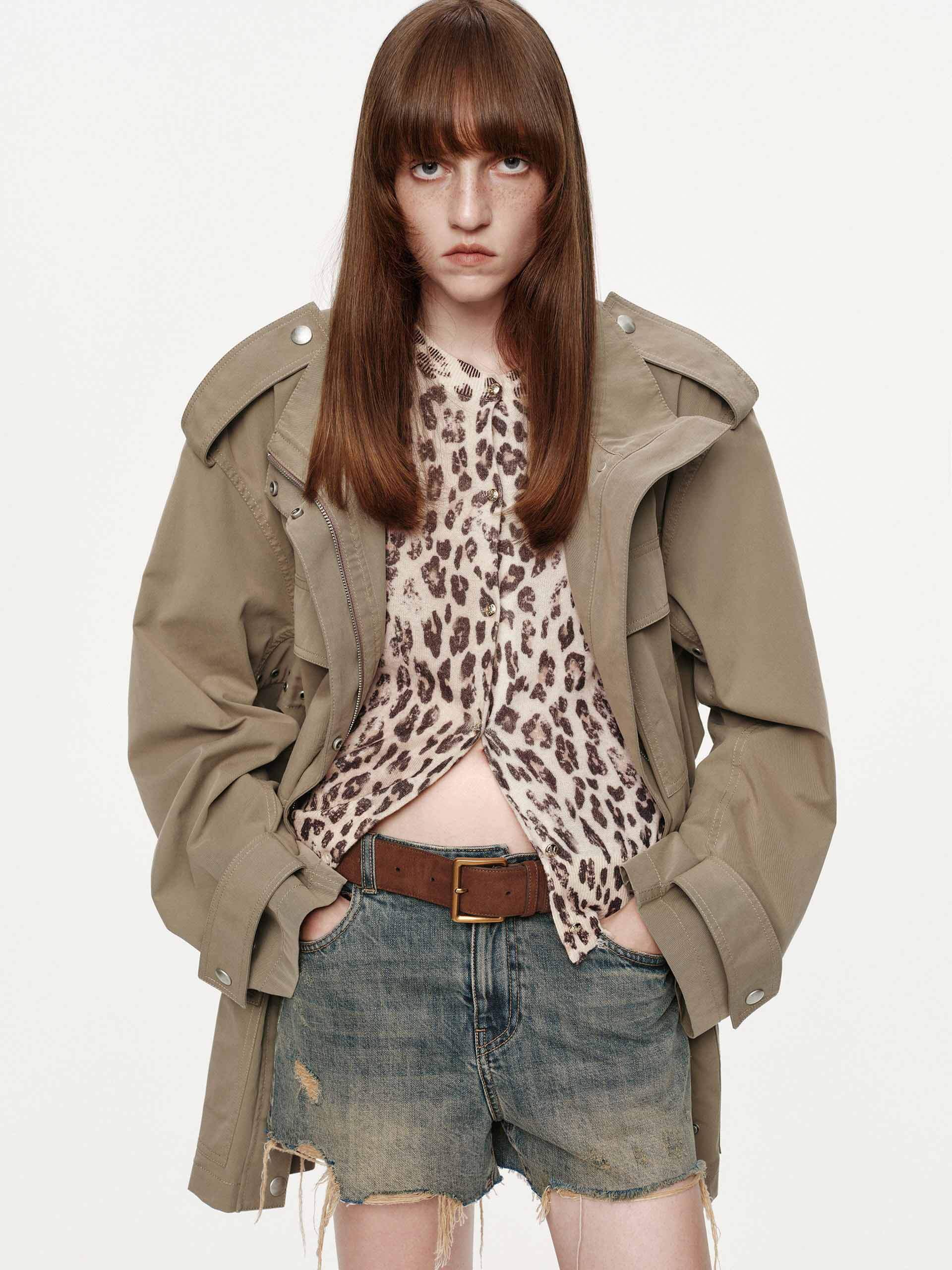 Leopard Print Cropped Cardigan