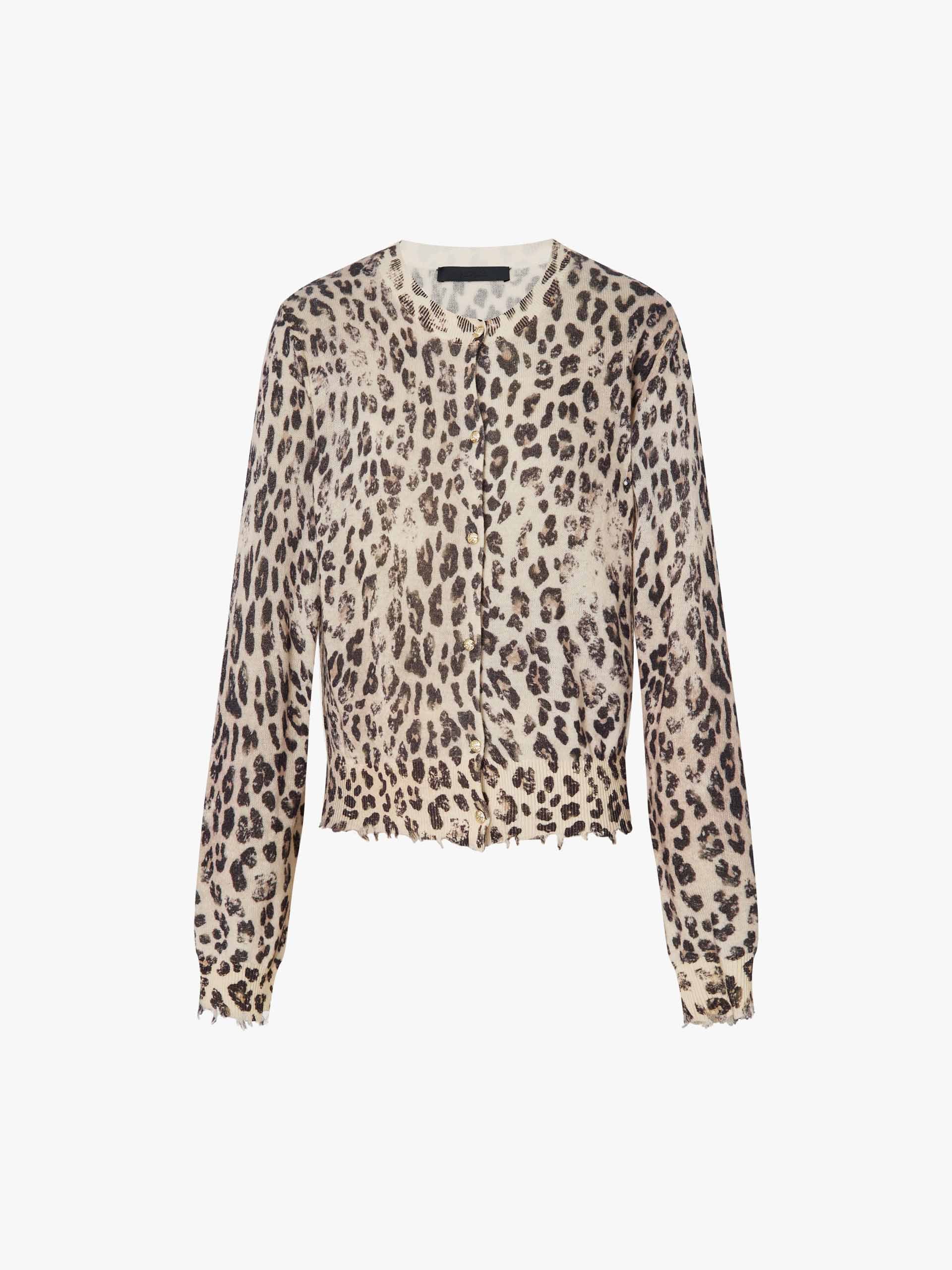 Leopard Print Cropped Cardigan