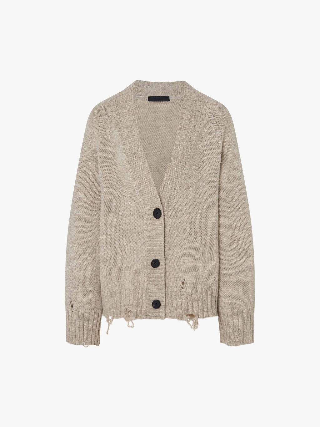 Ripped Detail Wool Cardigan