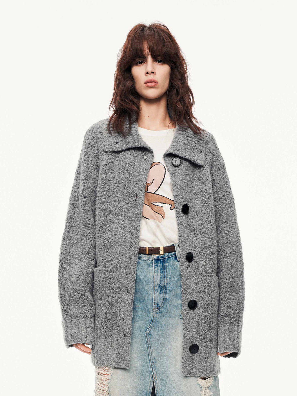 Wool Blend Button Cardigan
