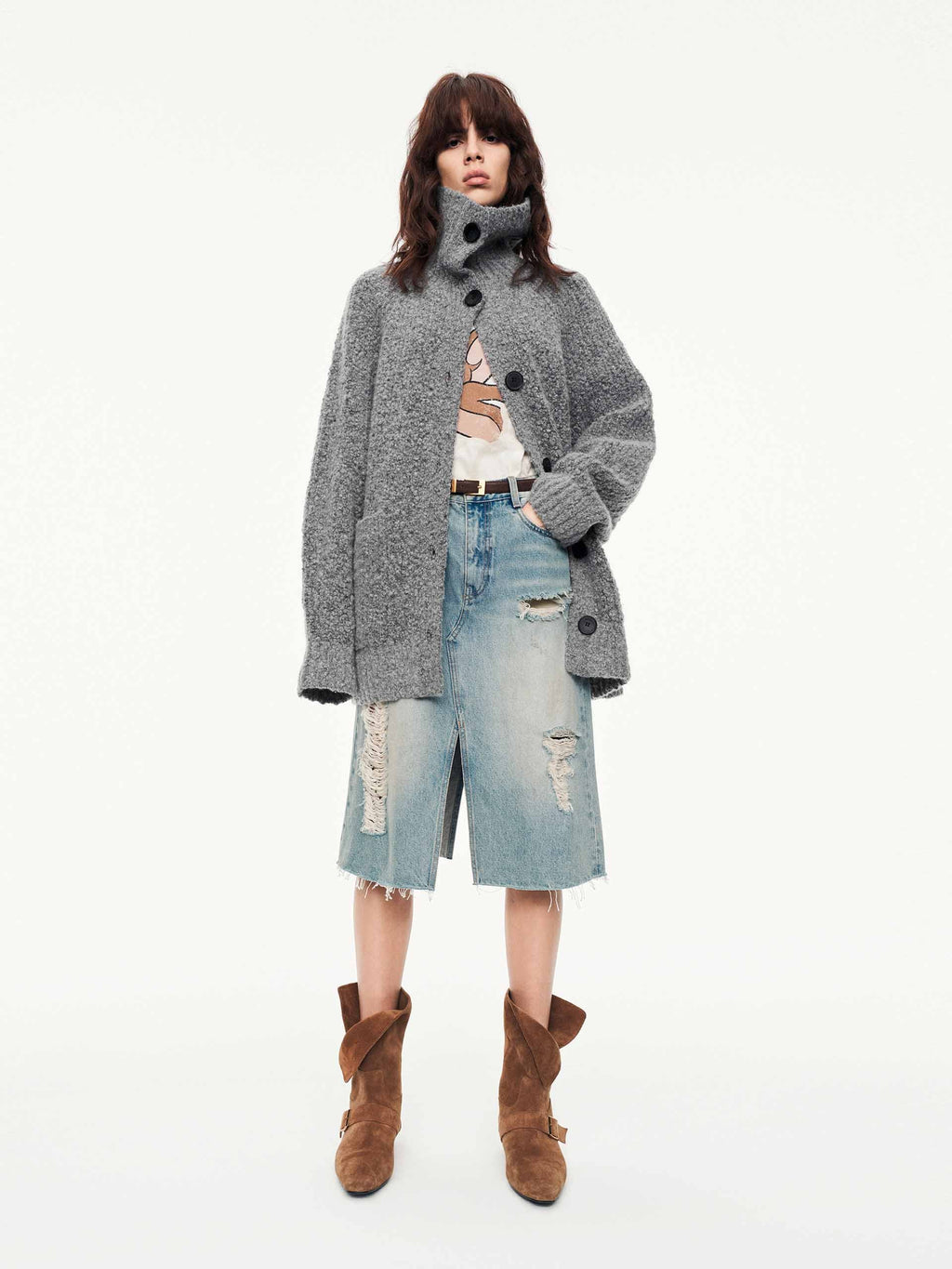 Wool Blend Button Cardigan