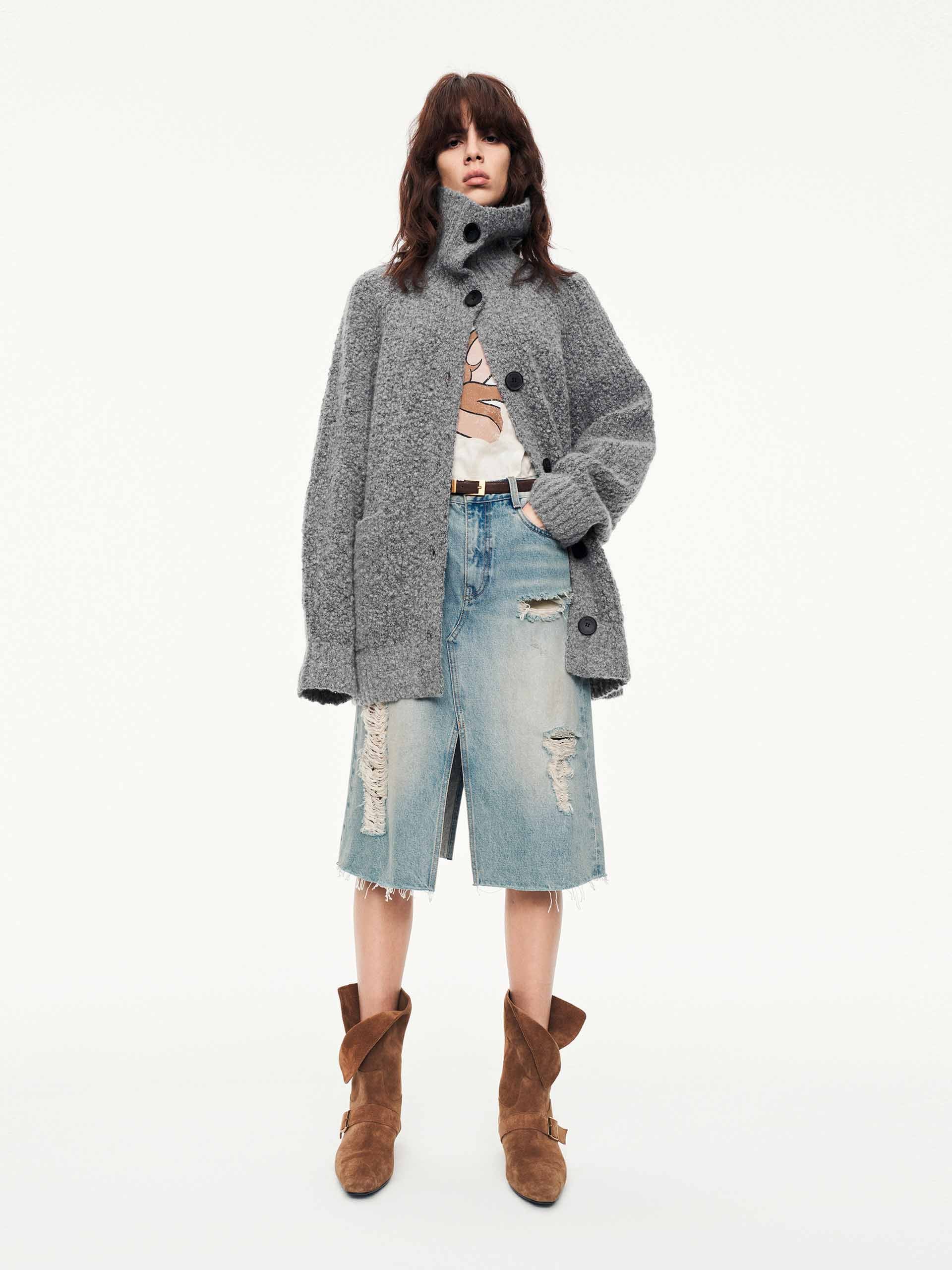 Wool Blend Button Cardigan