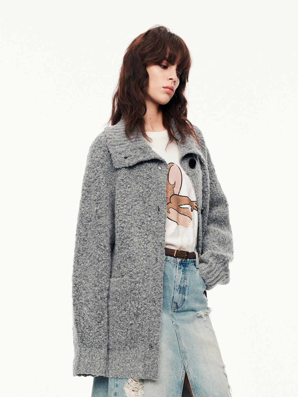Wool Blend Button Cardigan