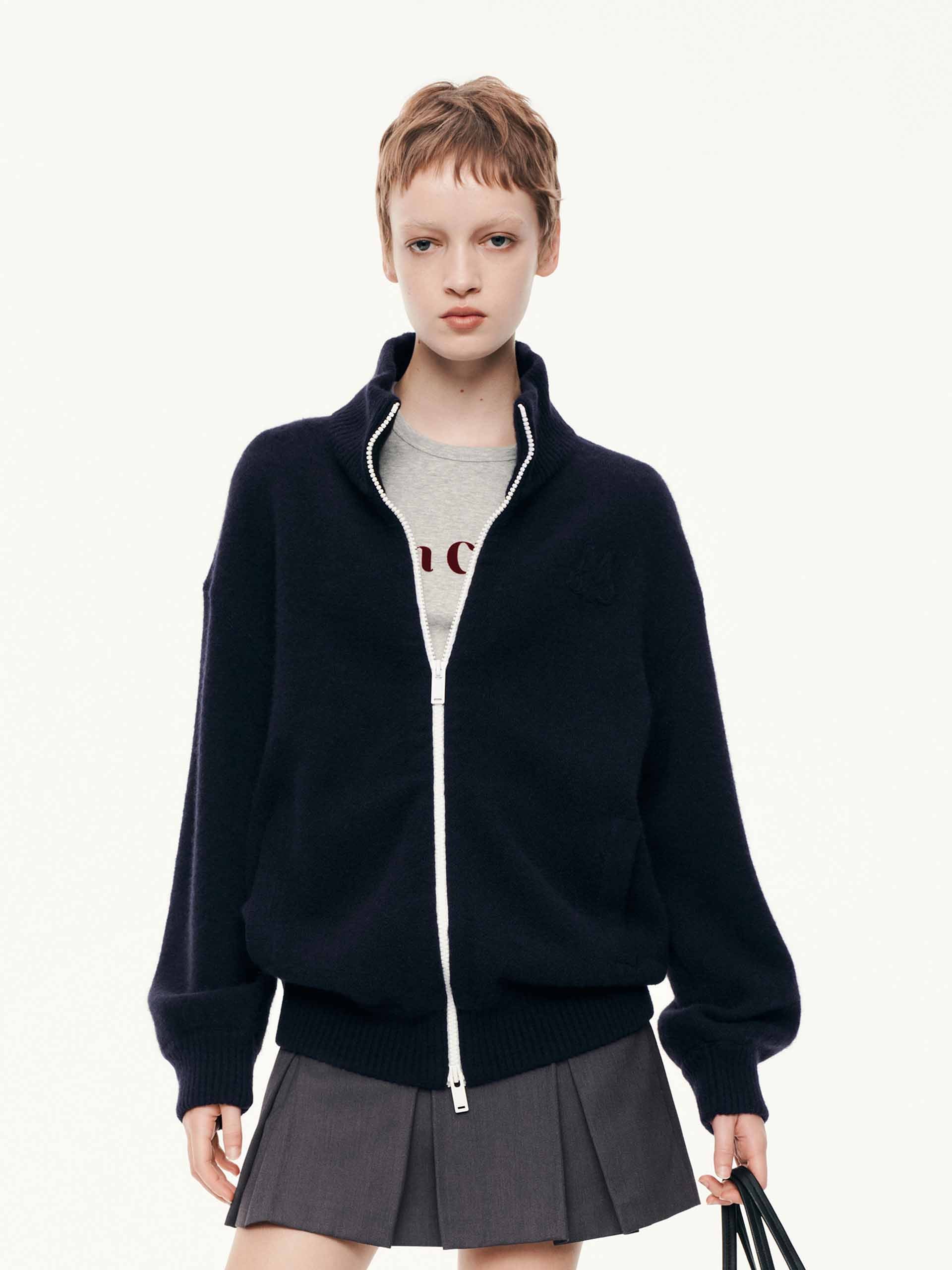 Relaxed Zipper Knitted Cardigan