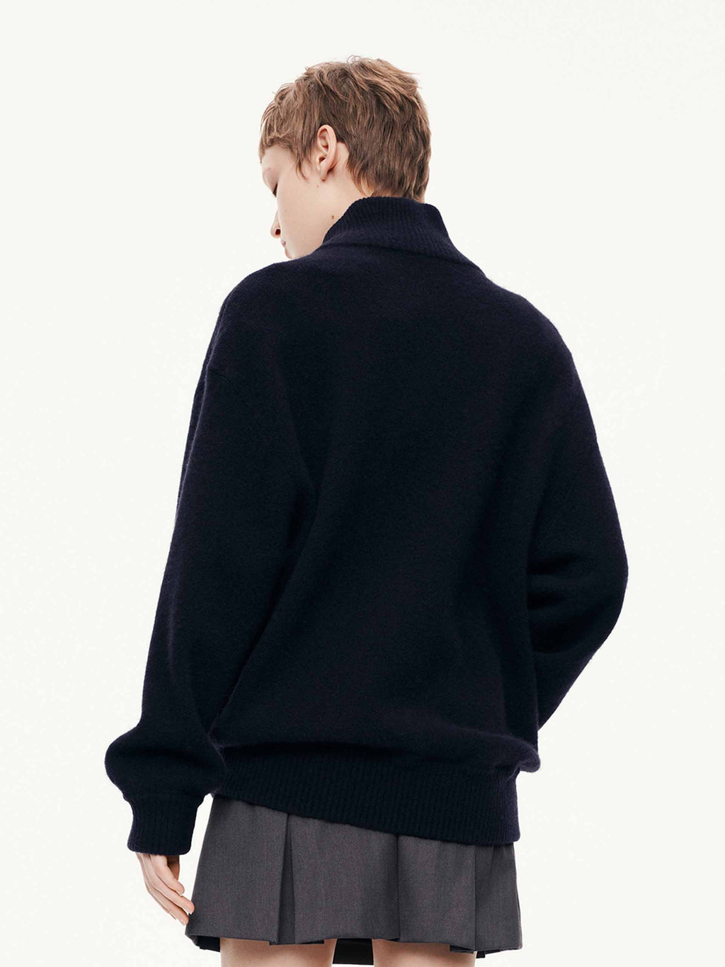Relaxed Zipper Knitted Cardigan