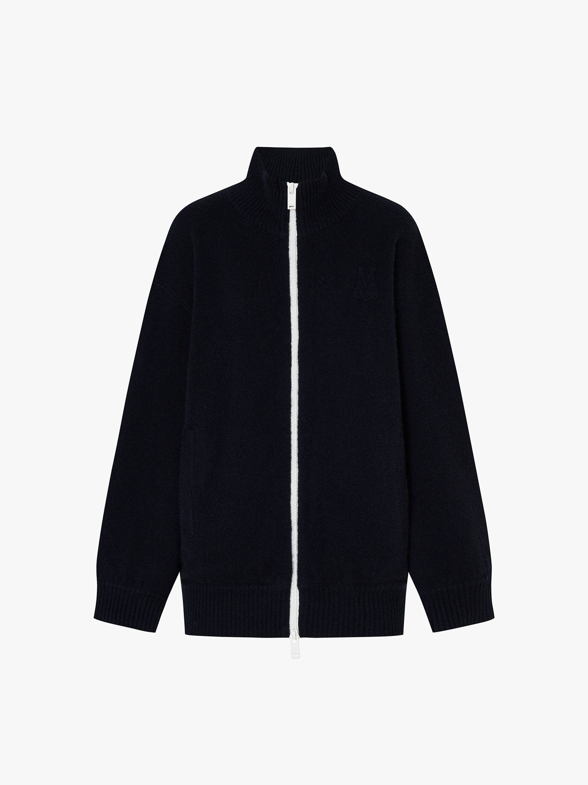 Relaxed Zipper Knitted Cardigan