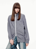 Relaxed Zipper Knitted Cardigan