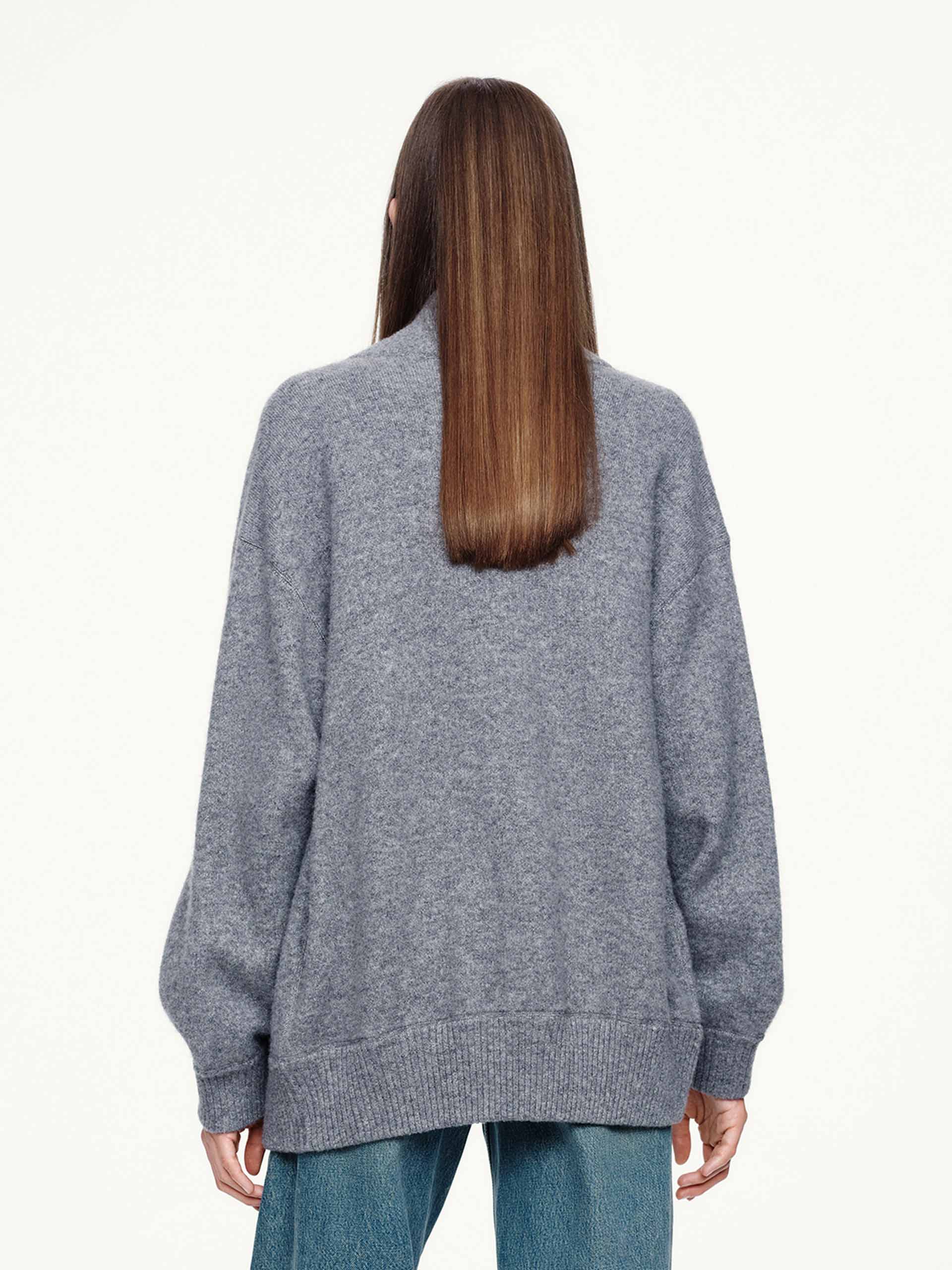 Relaxed Zipper Knitted Cardigan