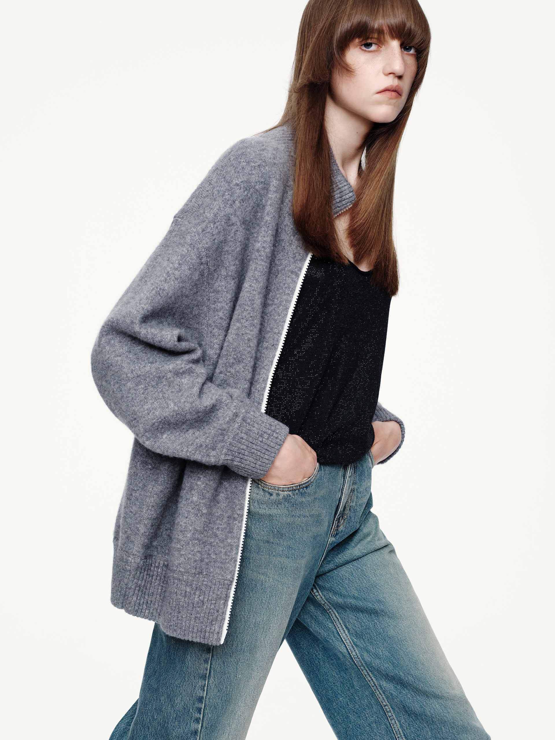 Relaxed Zipper Knitted Cardigan