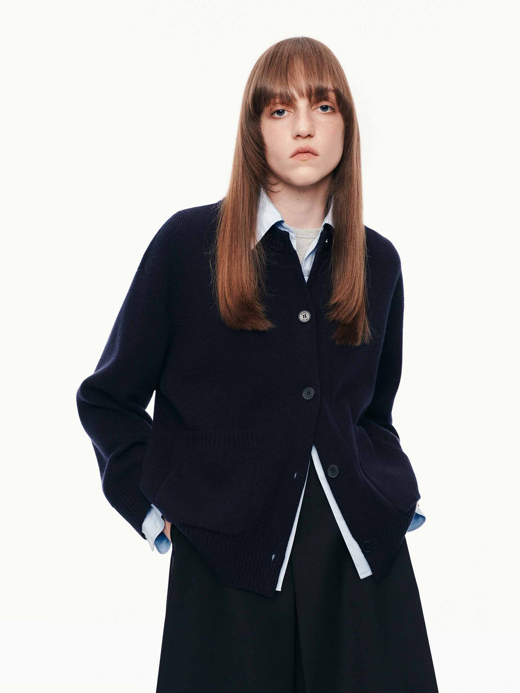Layered Trim Knit Cardigan