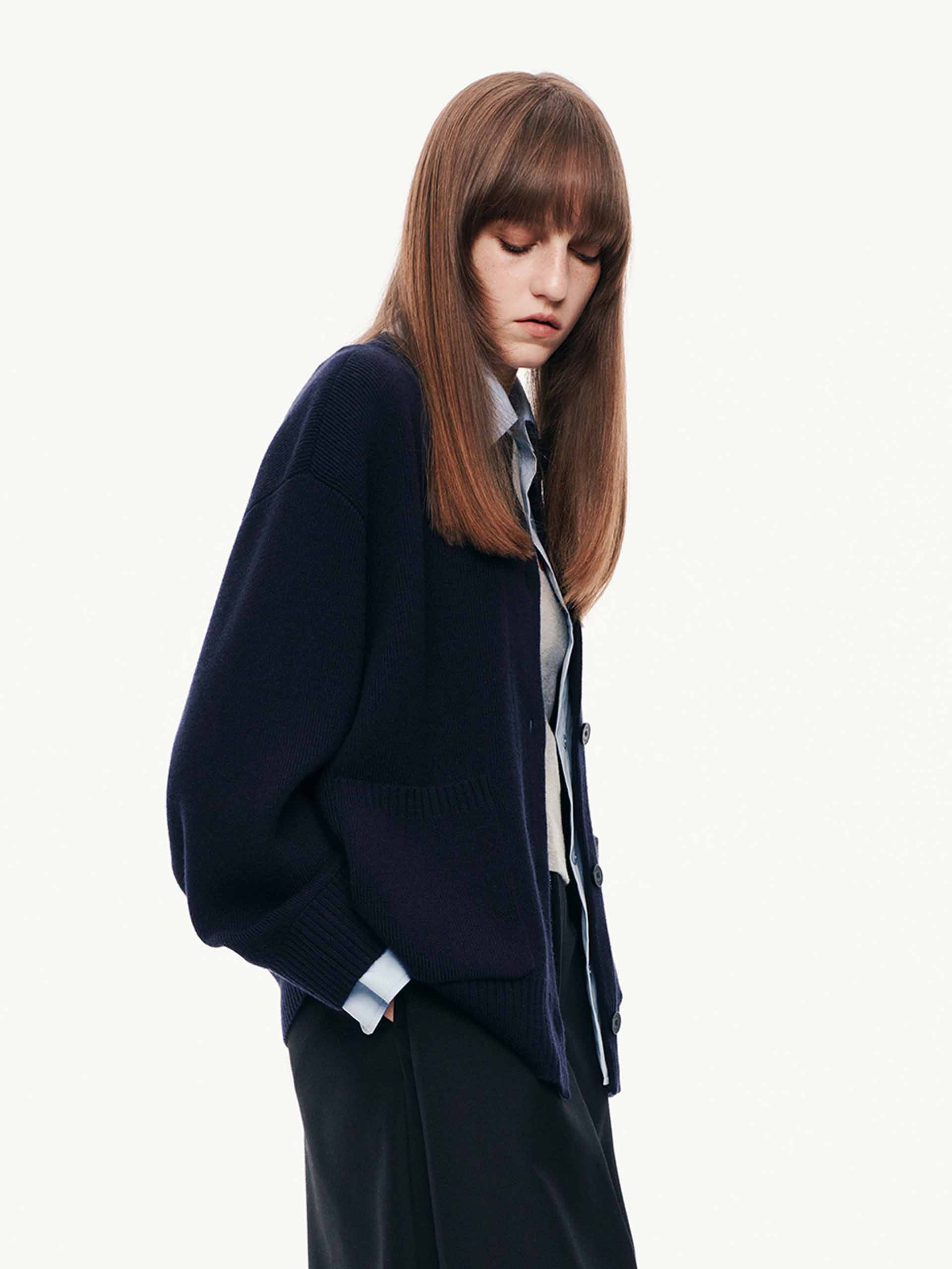 Layered Trim Knit Cardigan