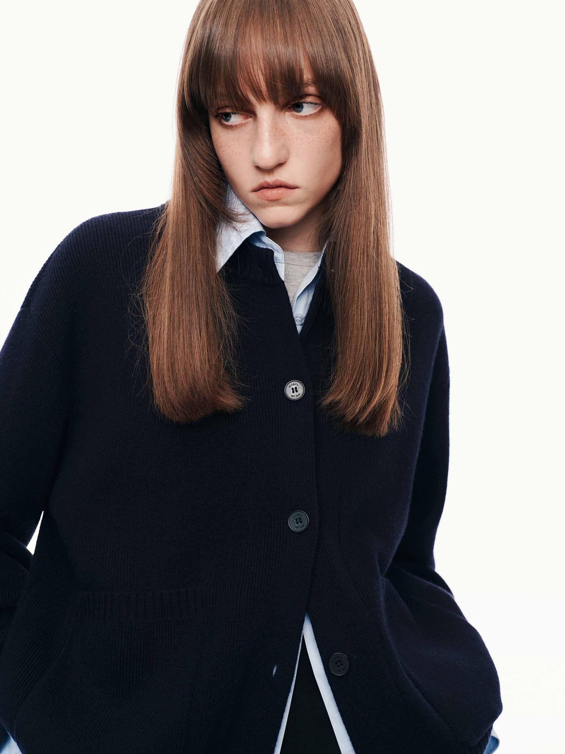 Layered Trim Knit Cardigan