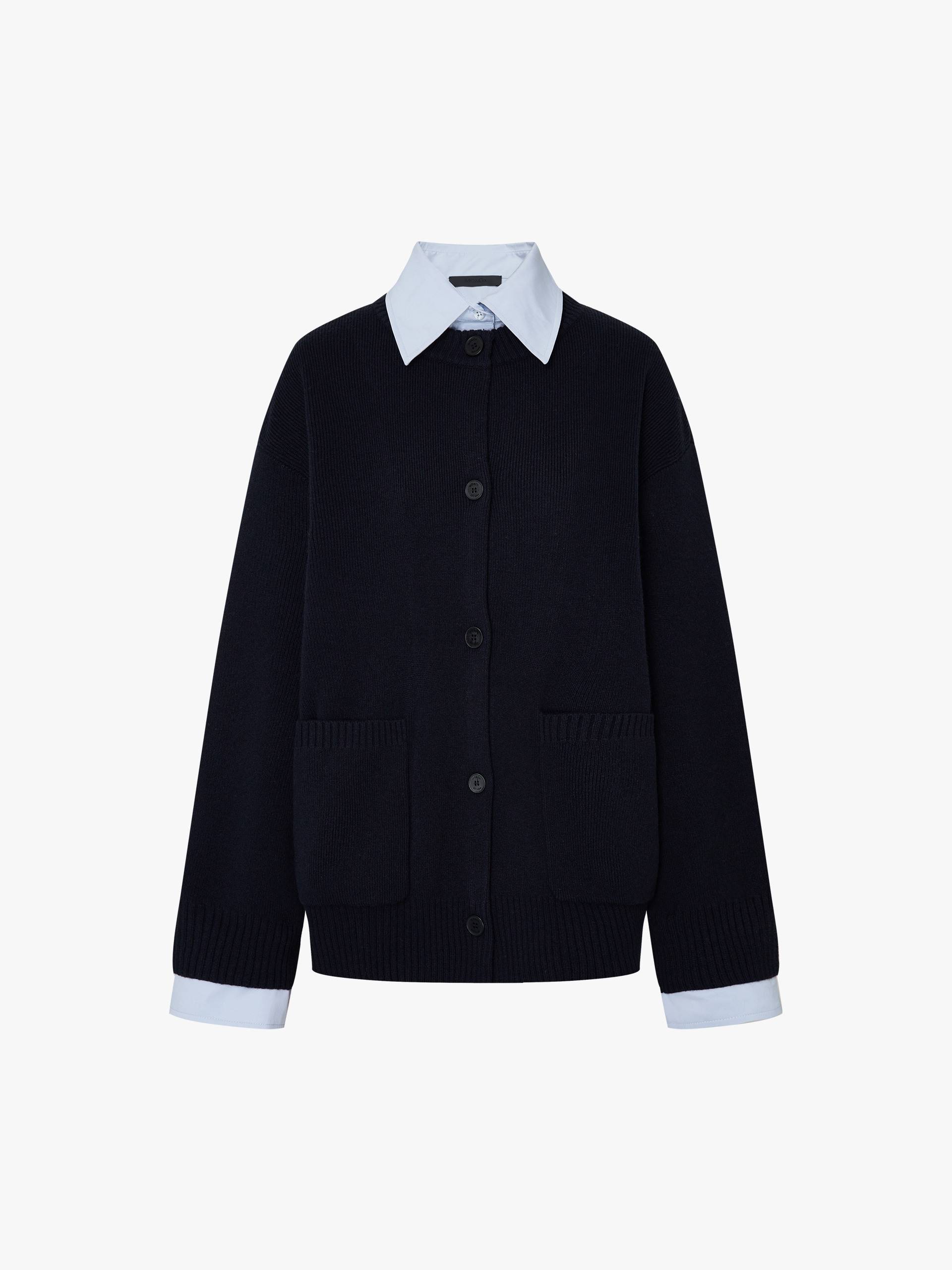 Layered Trim Knit Cardigan