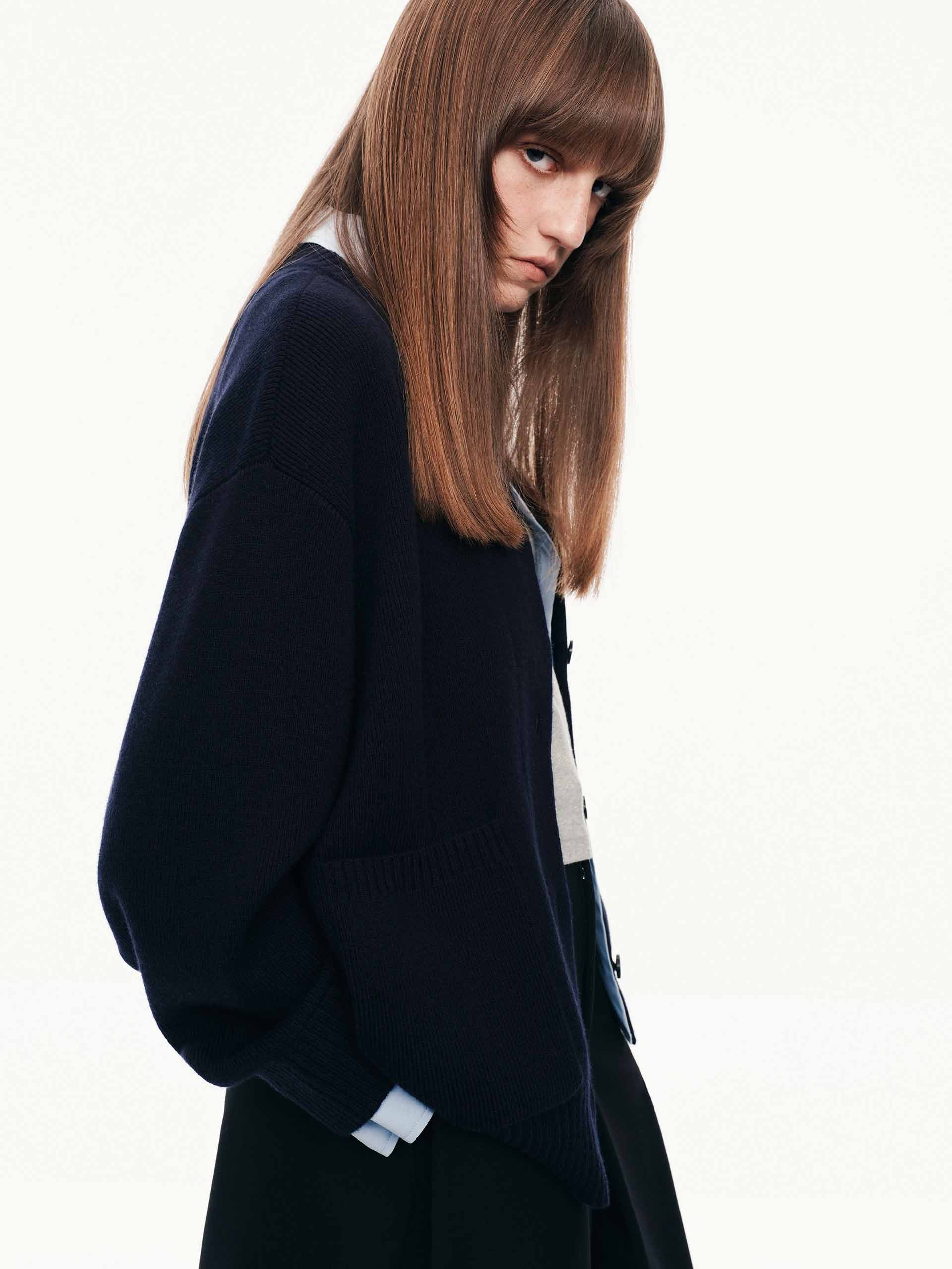 Layered Trim Knit Cardigan