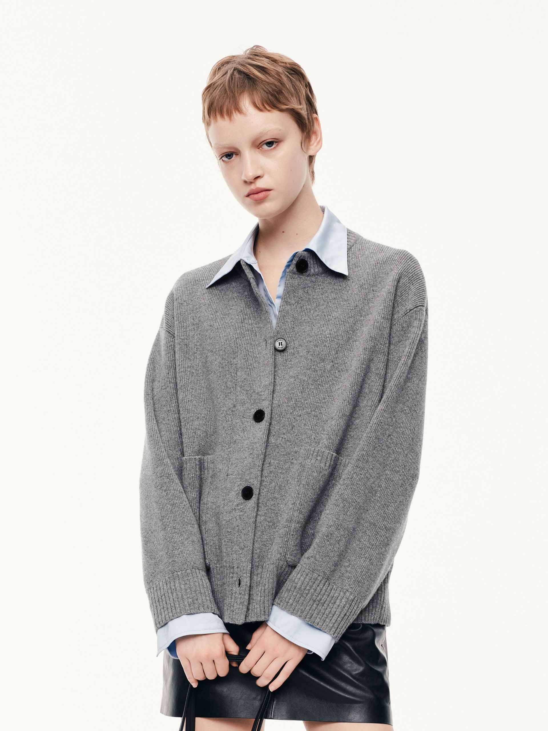 Layered Trim Knit Cardigan