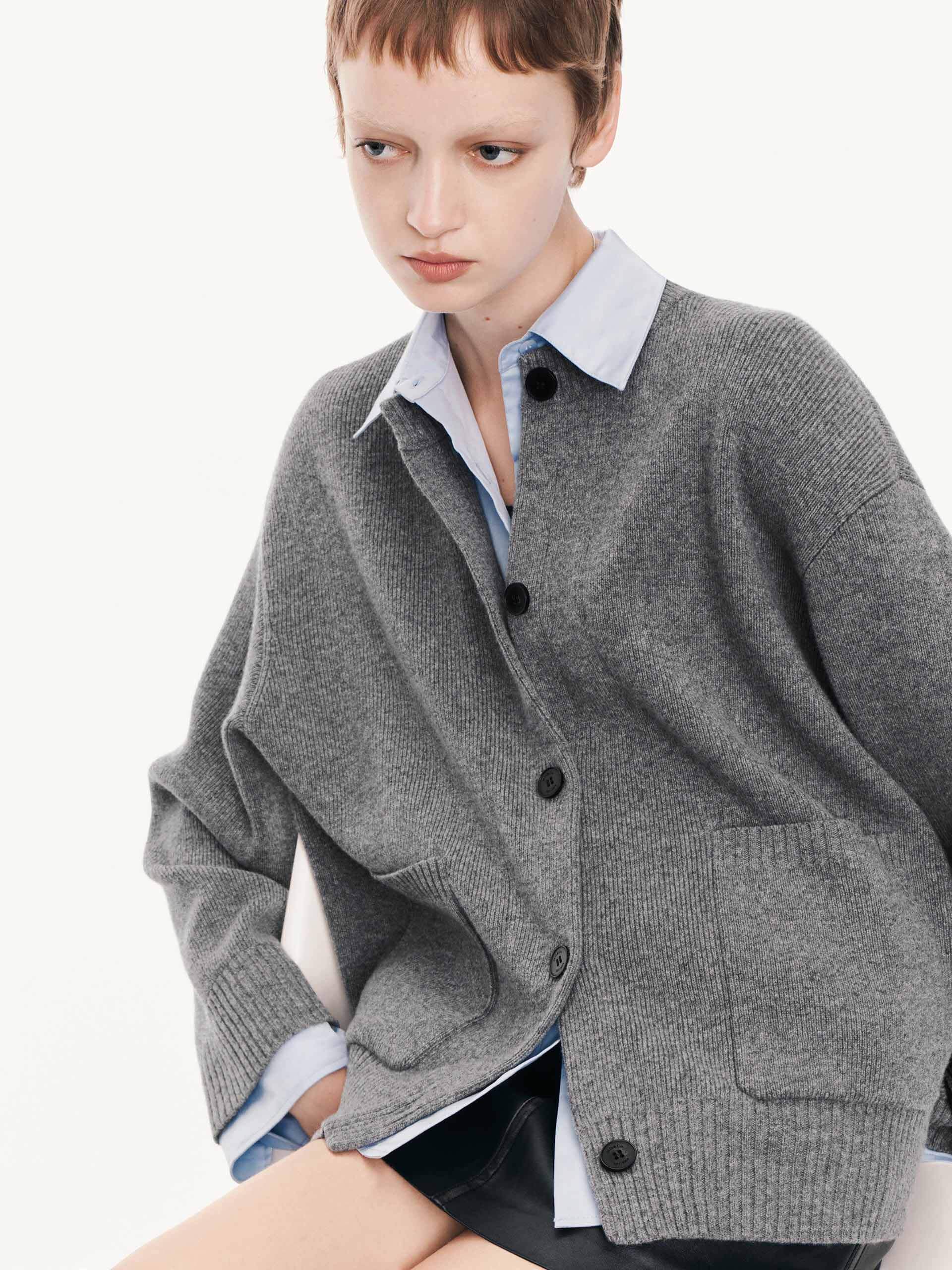 Layered Trim Knit Cardigan