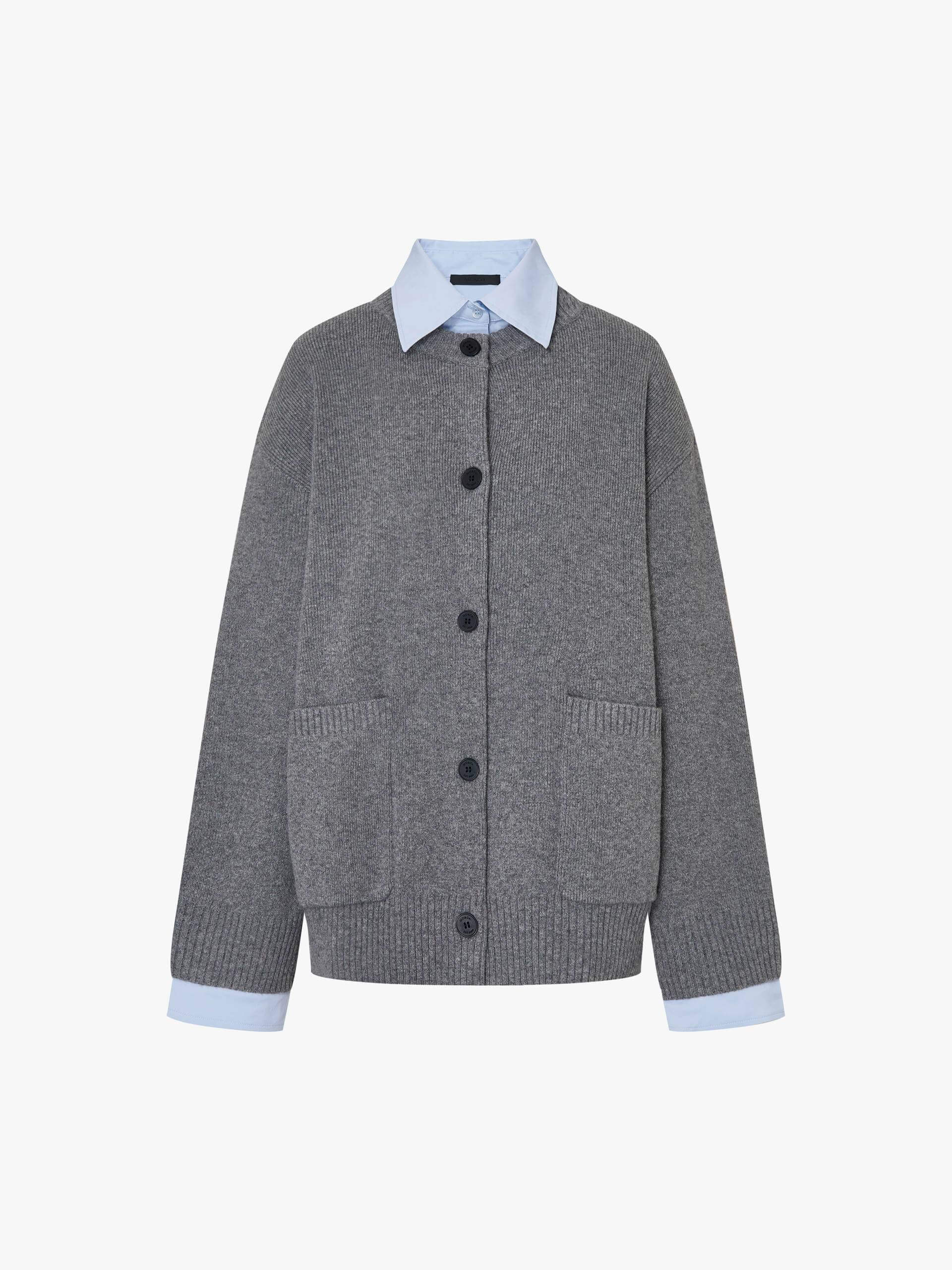 Layered Trim Knit Cardigan