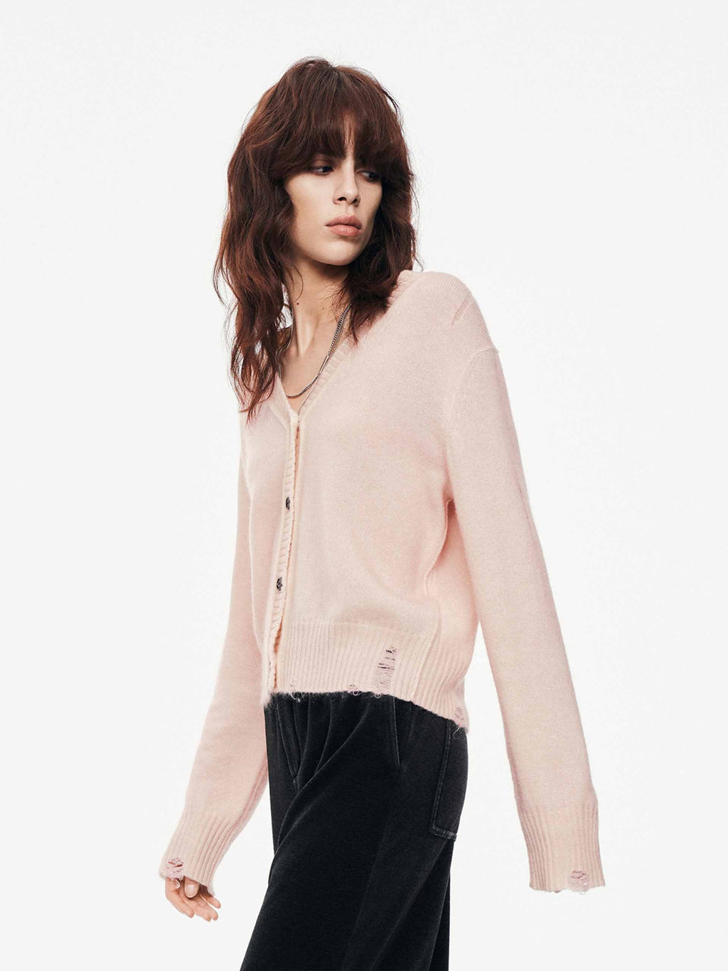 V-neck Ripped Cardigan