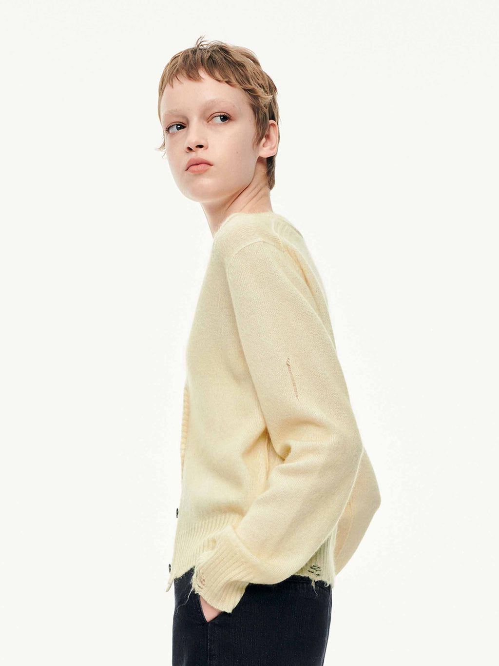 V-neck Ripped Cardigan