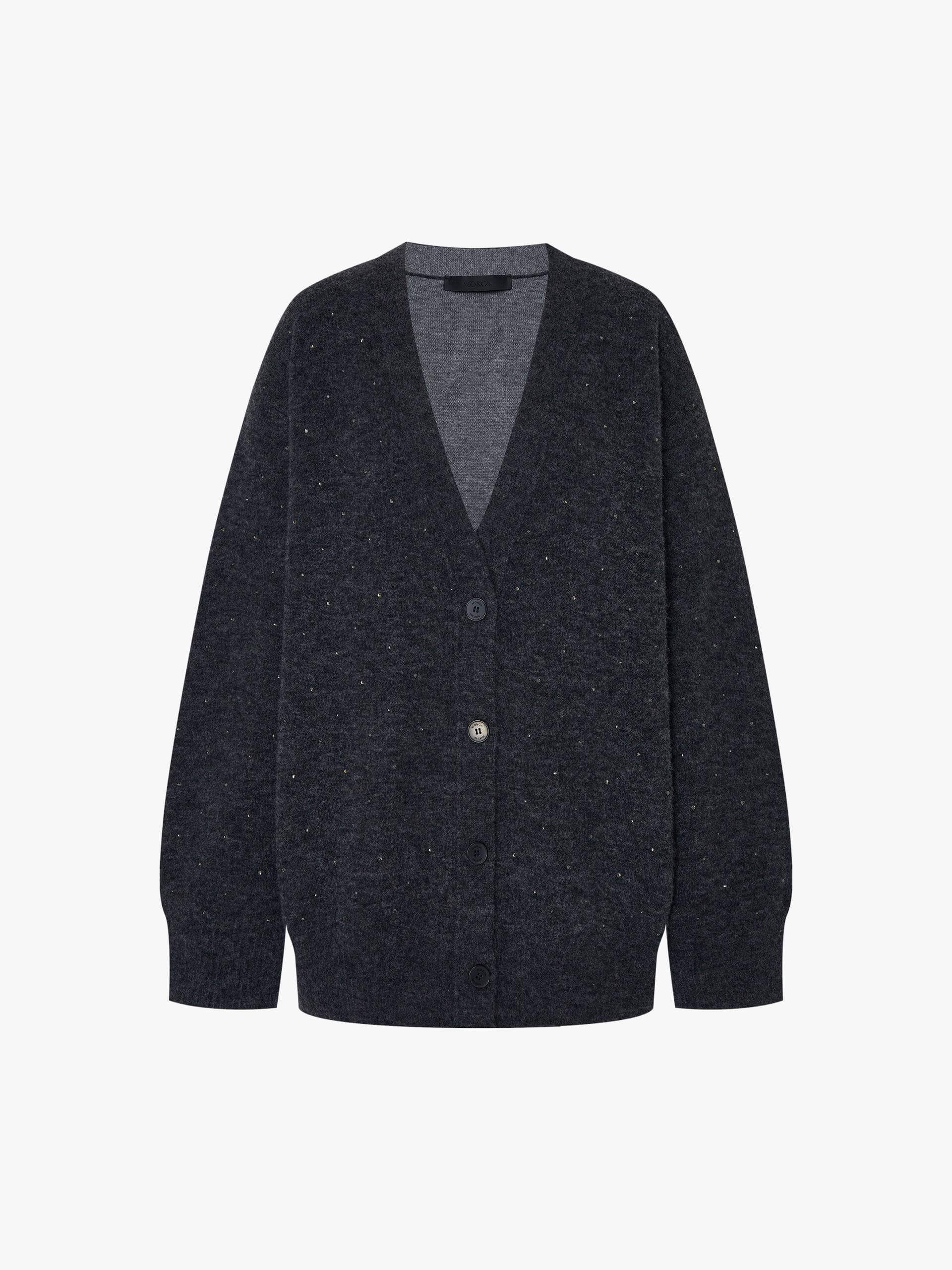 Rhinestone Wool Blend Cardigan
