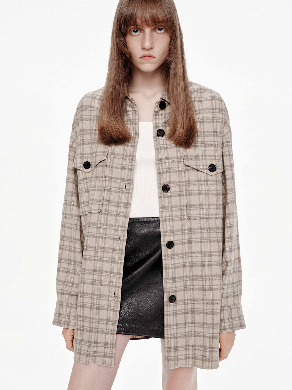 Long Sleeves Plaid Coat