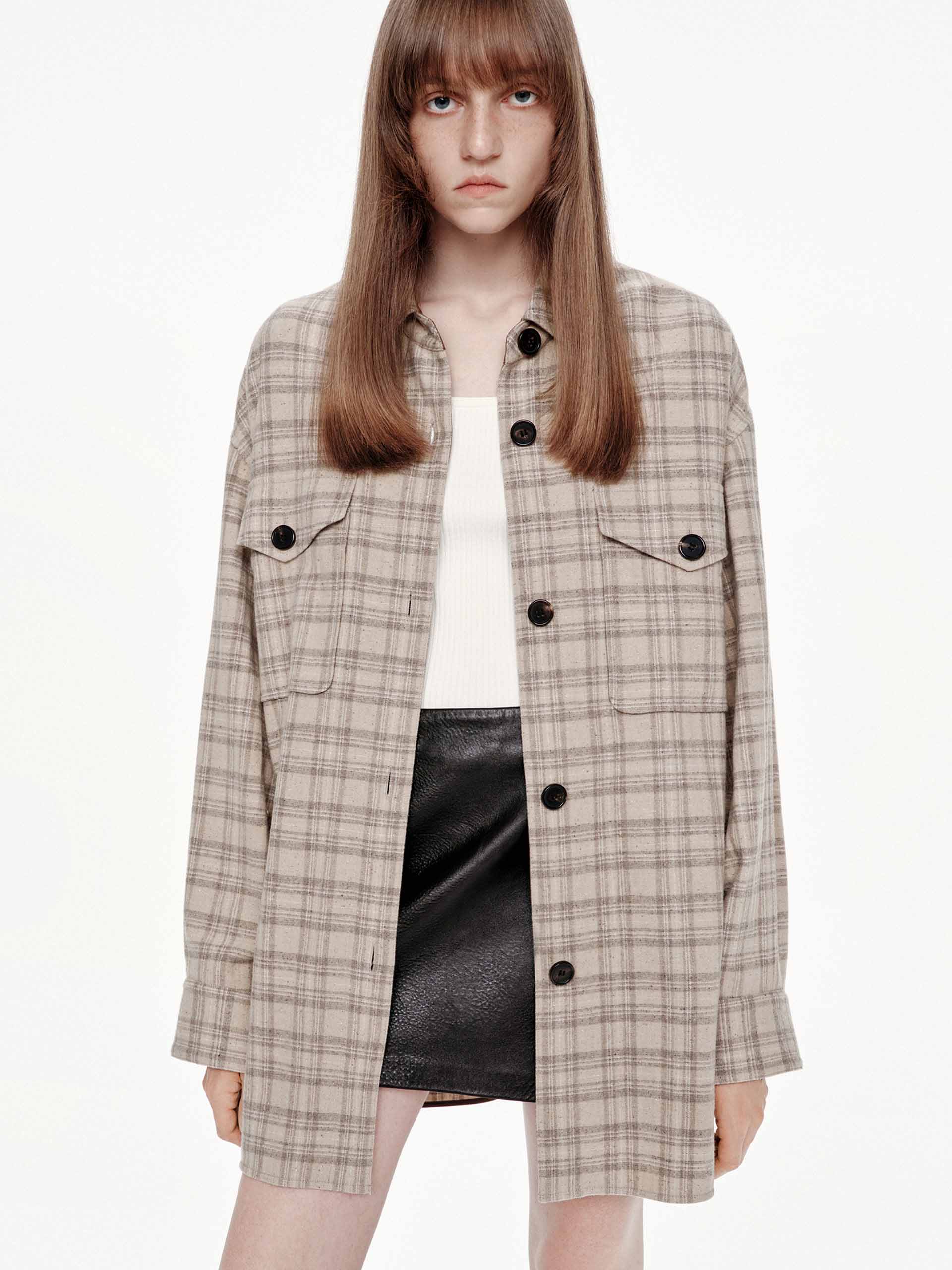 Long Sleeves Plaid Coat