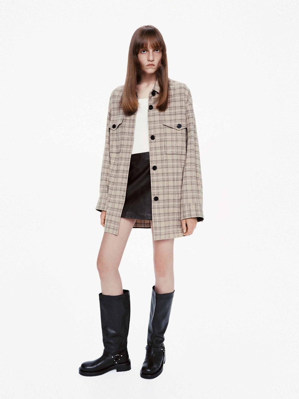 Long Sleeves Plaid Coat