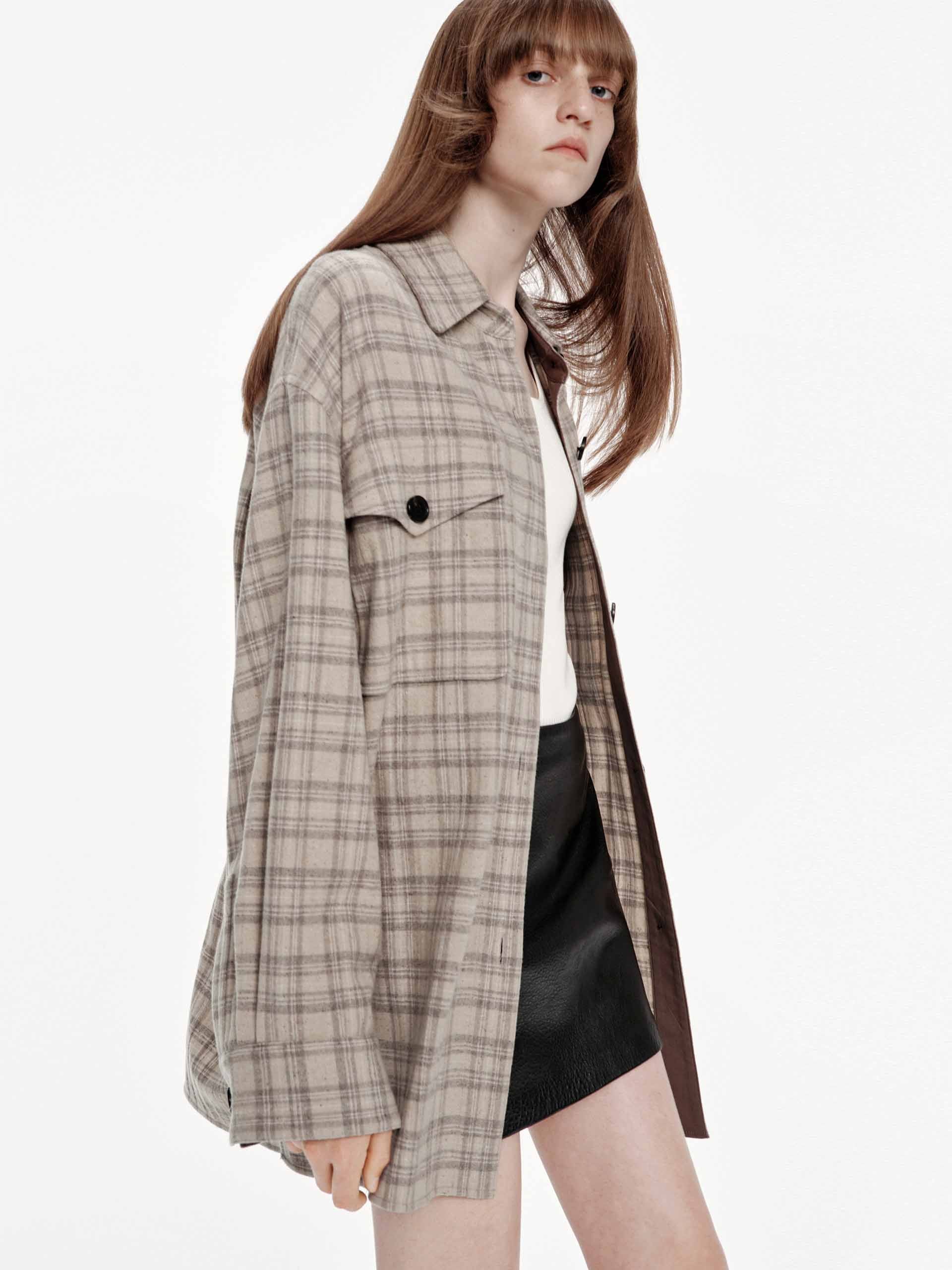 Long Sleeves Plaid Coat