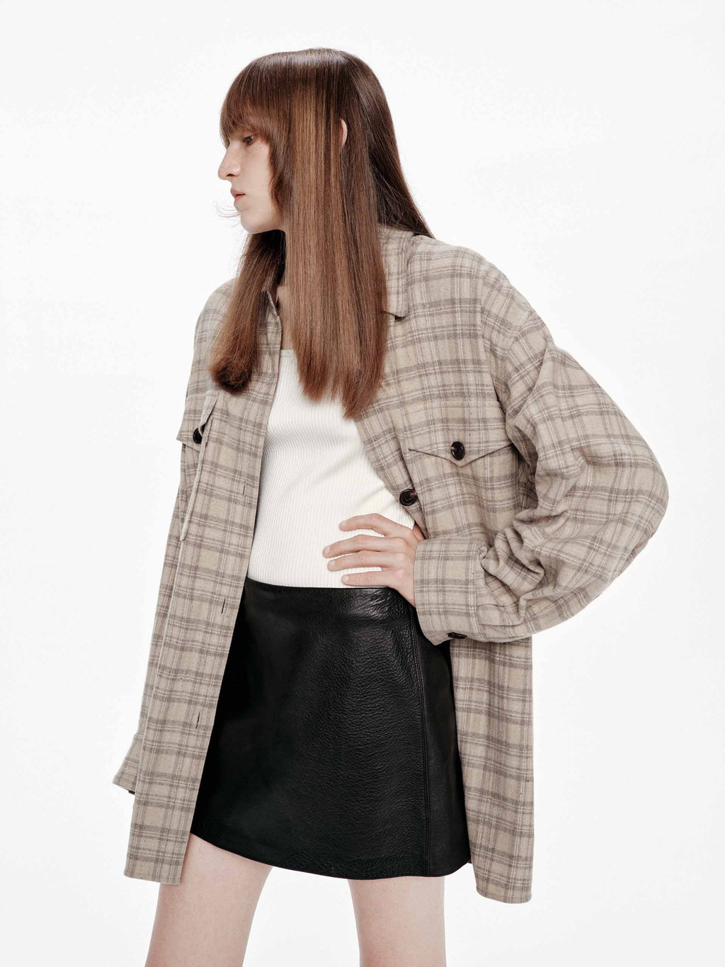Long Sleeves Plaid Coat