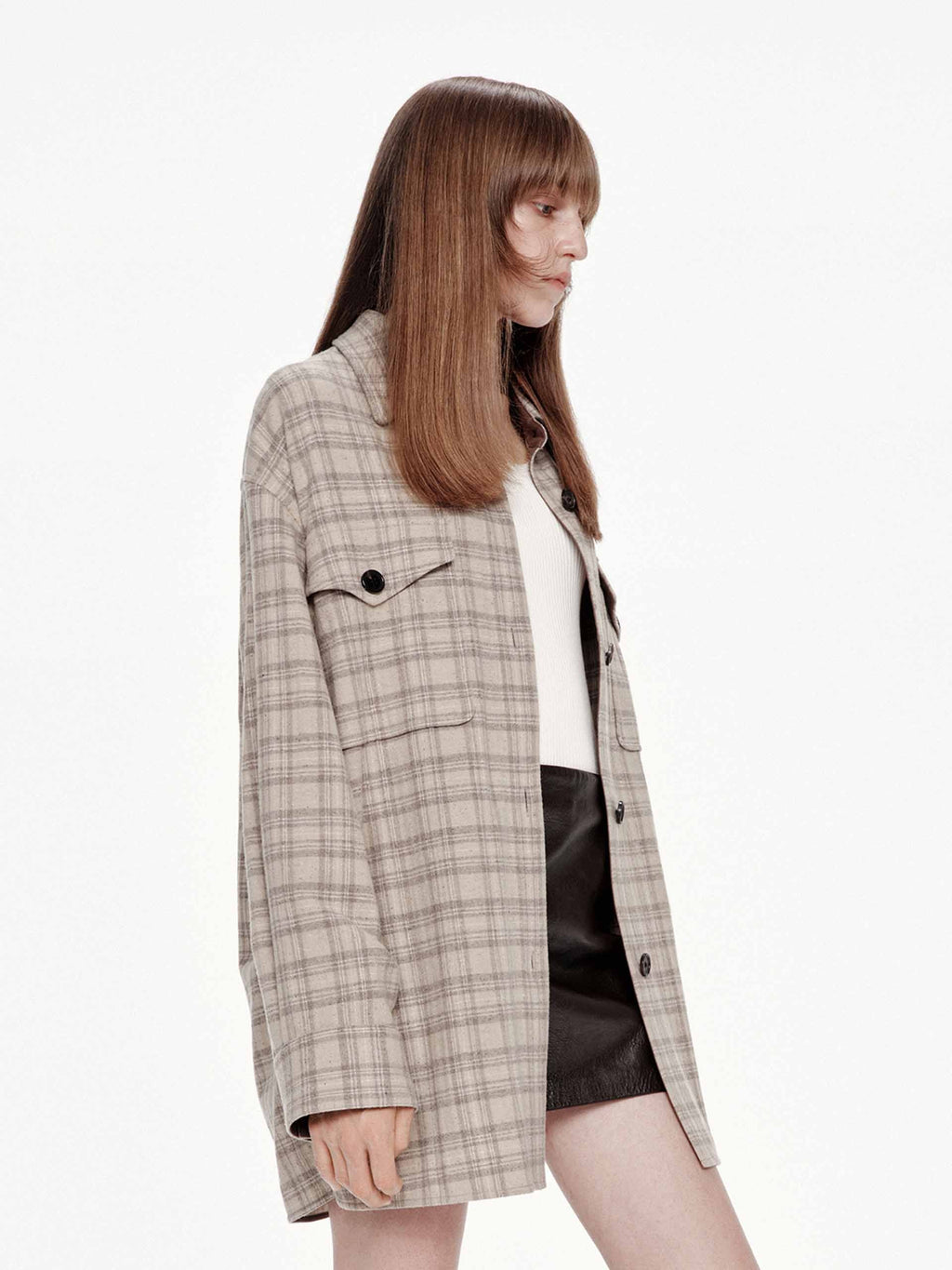 Long Sleeves Plaid Coat