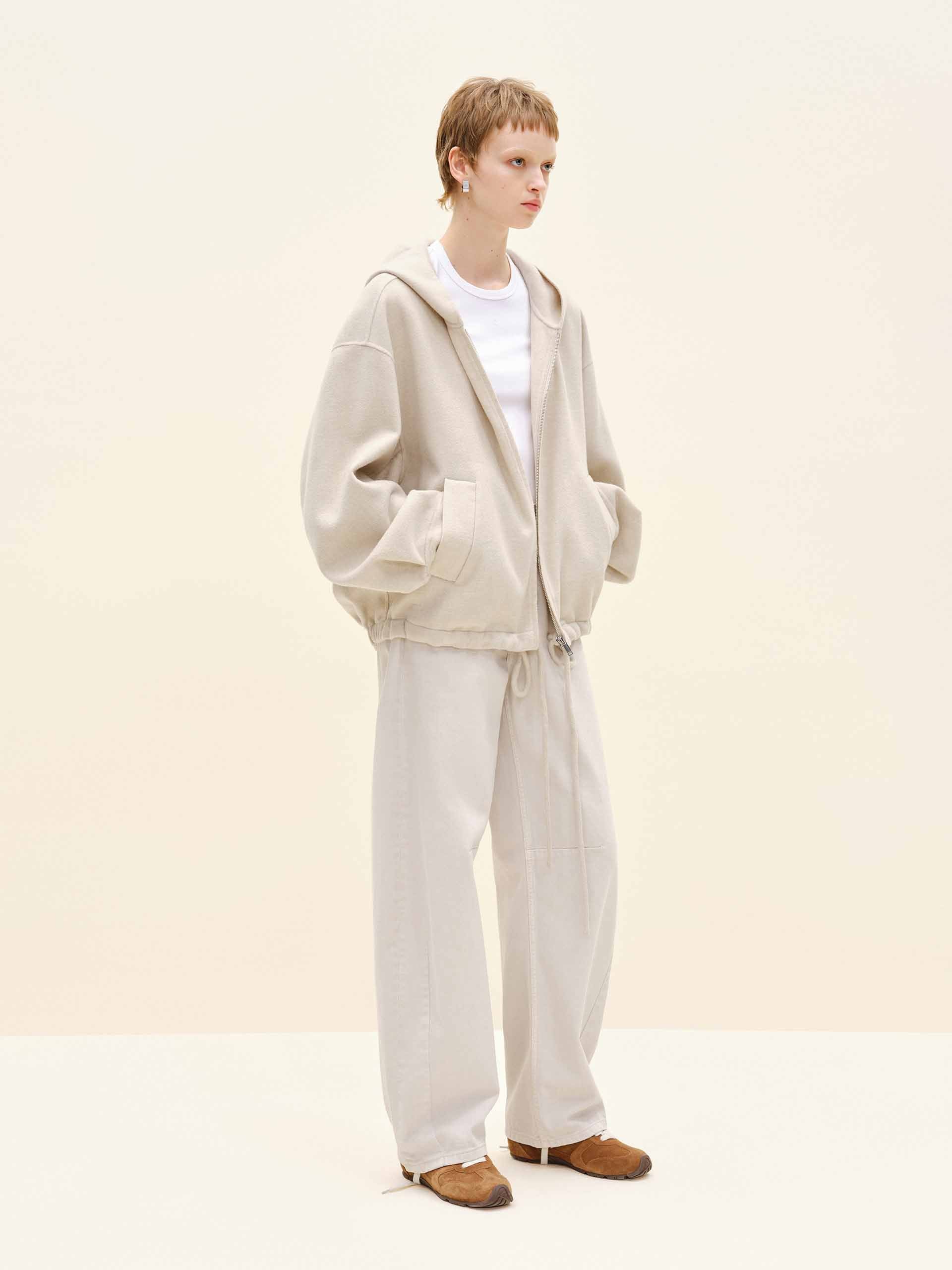 Drawstring Hem Hooded Coat