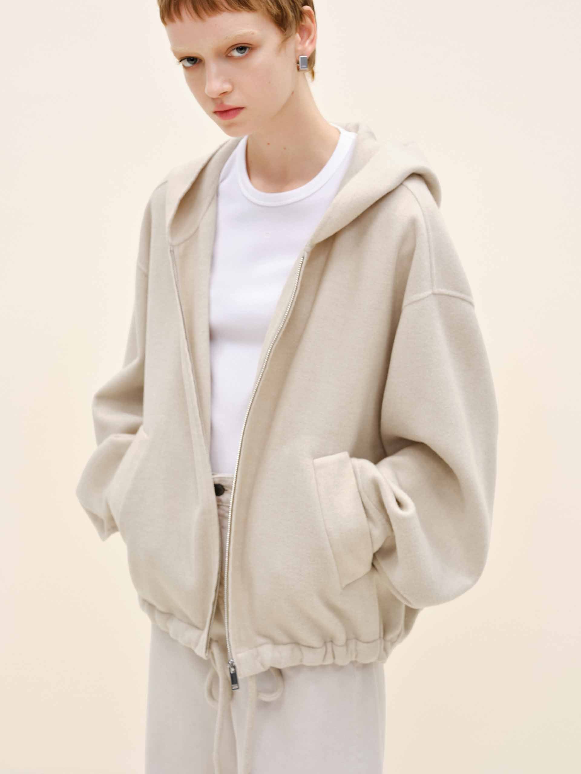 Drawstring Hem Hooded Coat