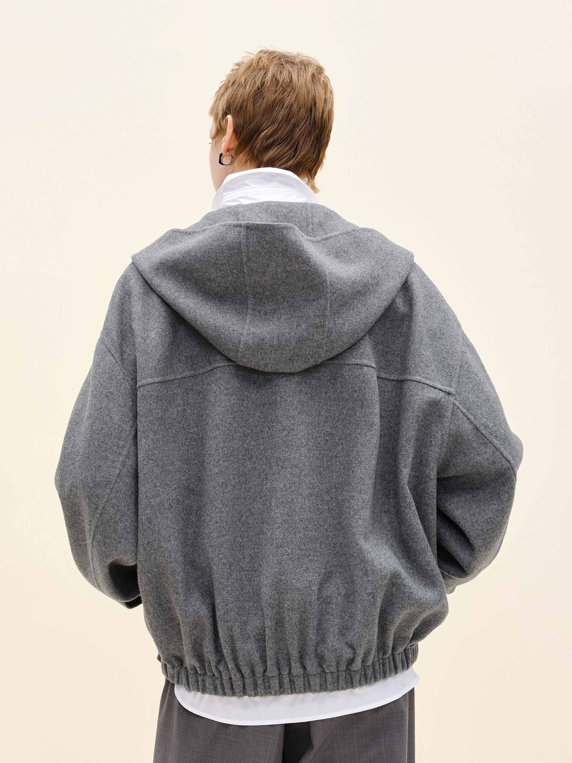 Drawstring Hem Hooded Coat