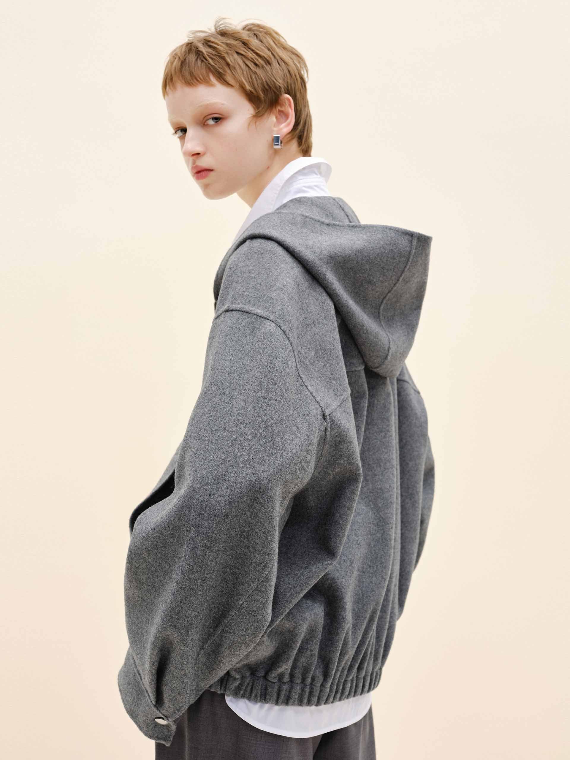 Drawstring Hem Hooded Coat