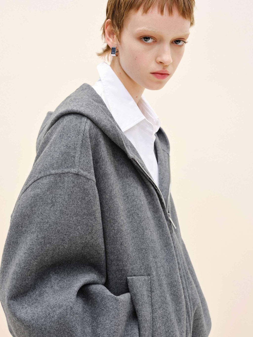 Drawstring Hem Hooded Coat