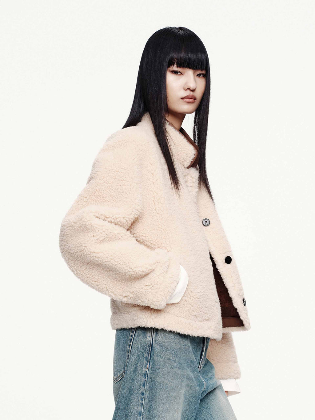 Faux Shearling Button Coat