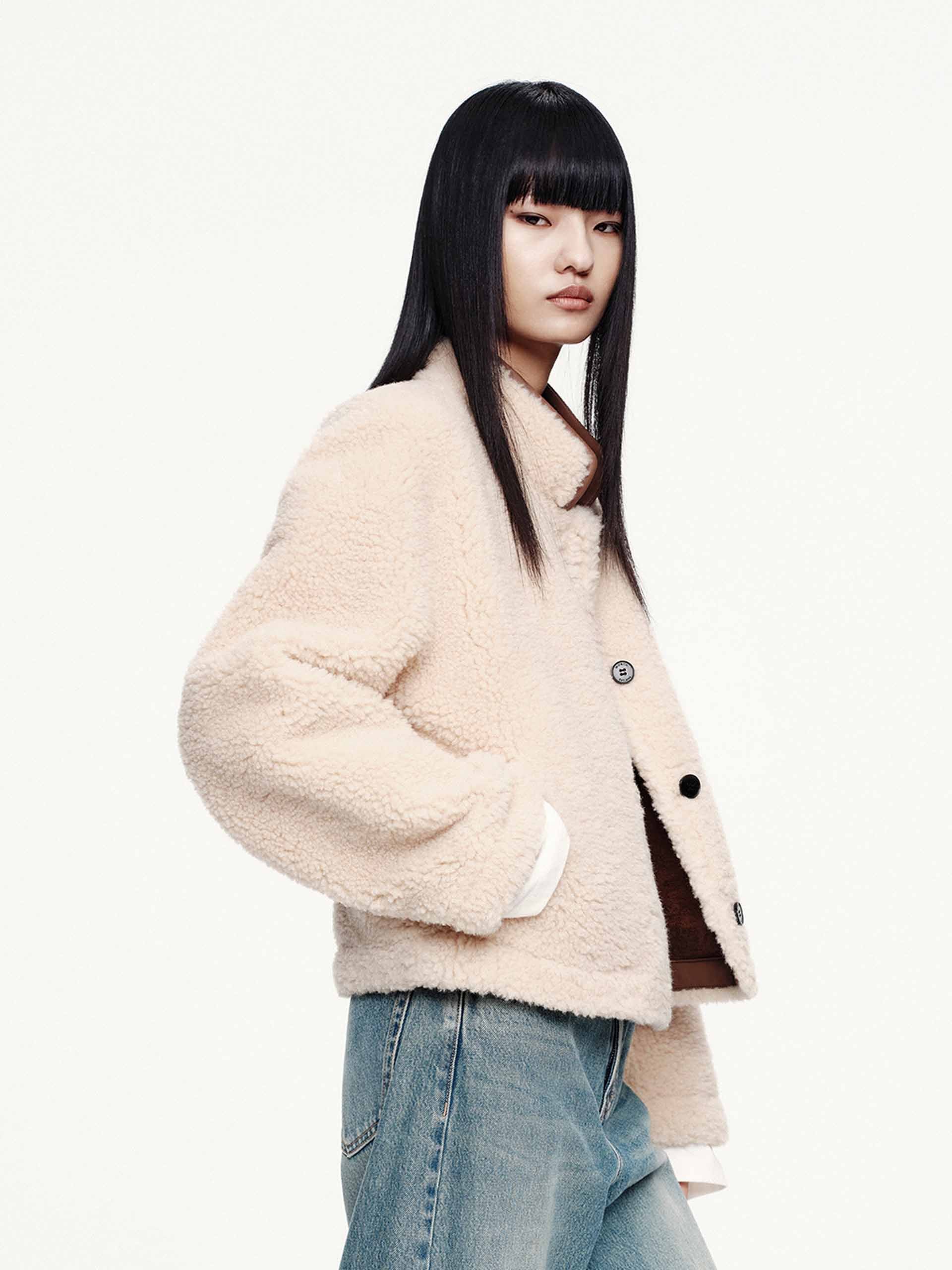 Faux Shearling Button Coat