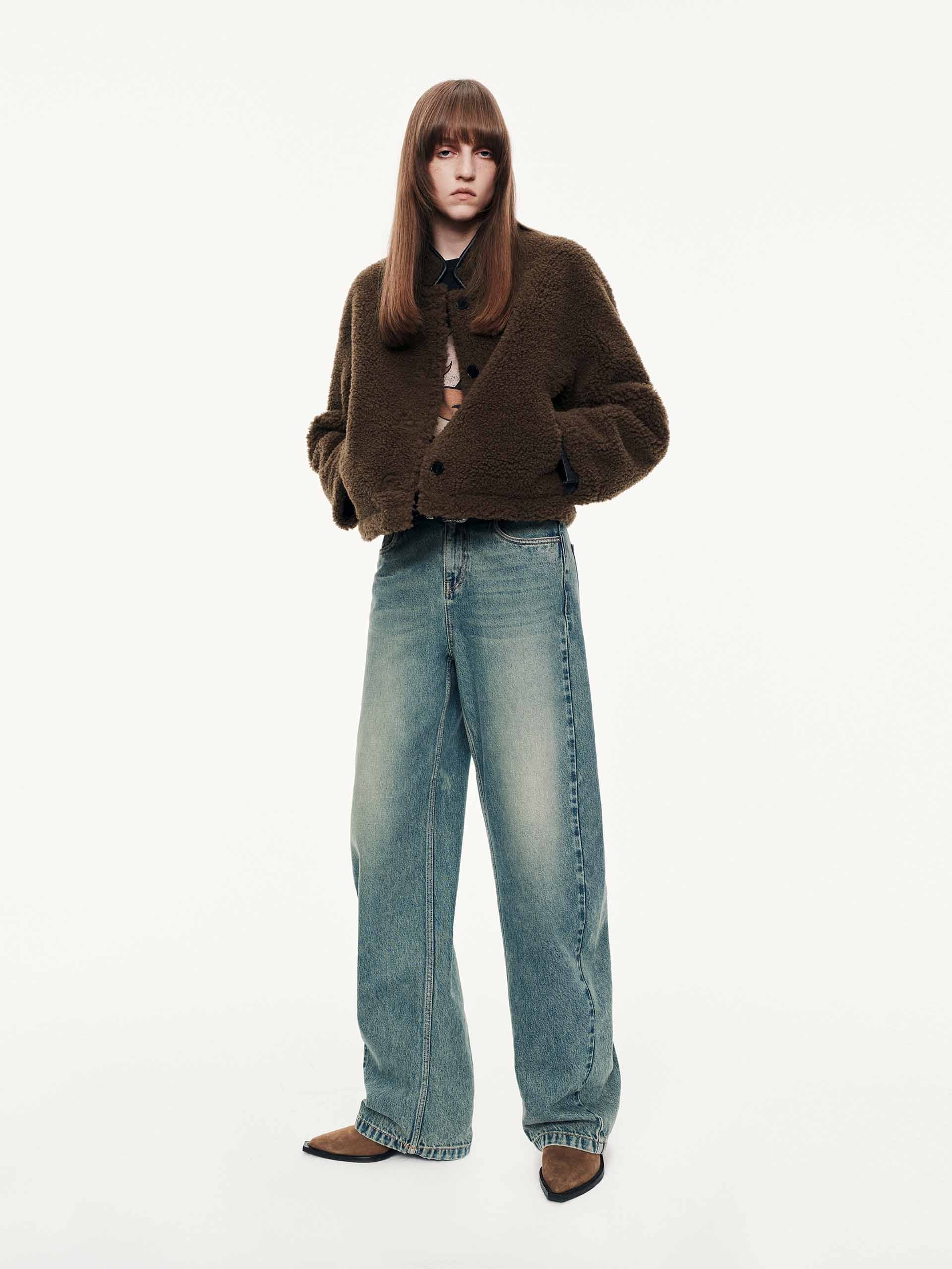 Faux Shearling Button Coat