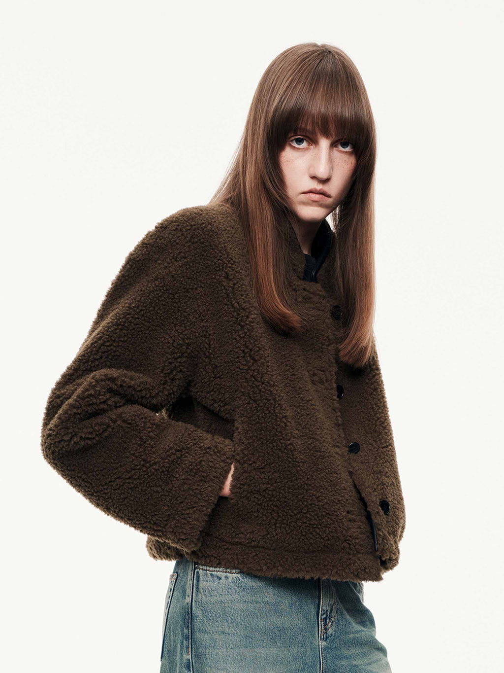Faux Shearling Button Coat
