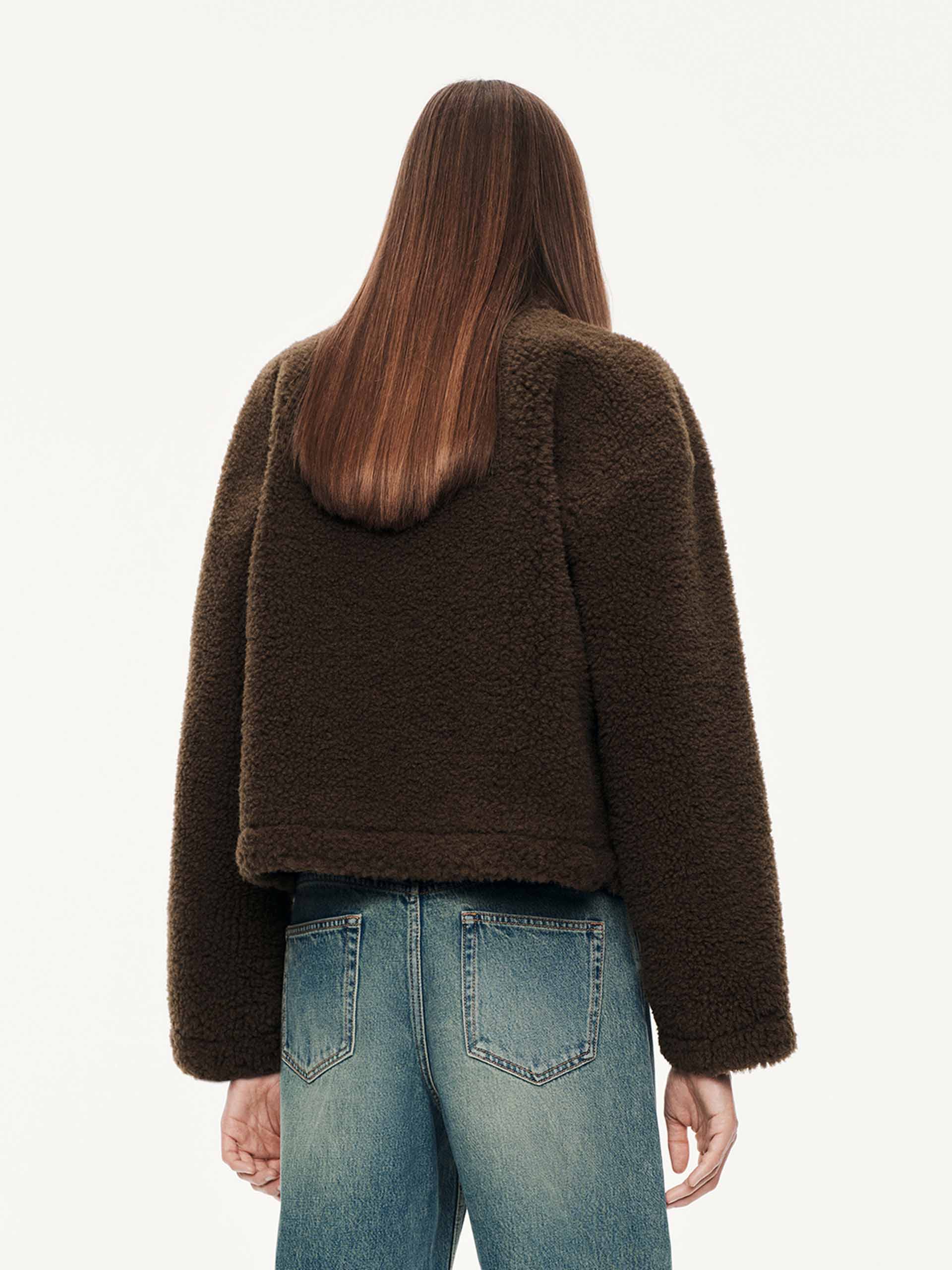 Faux Shearling Button Coat