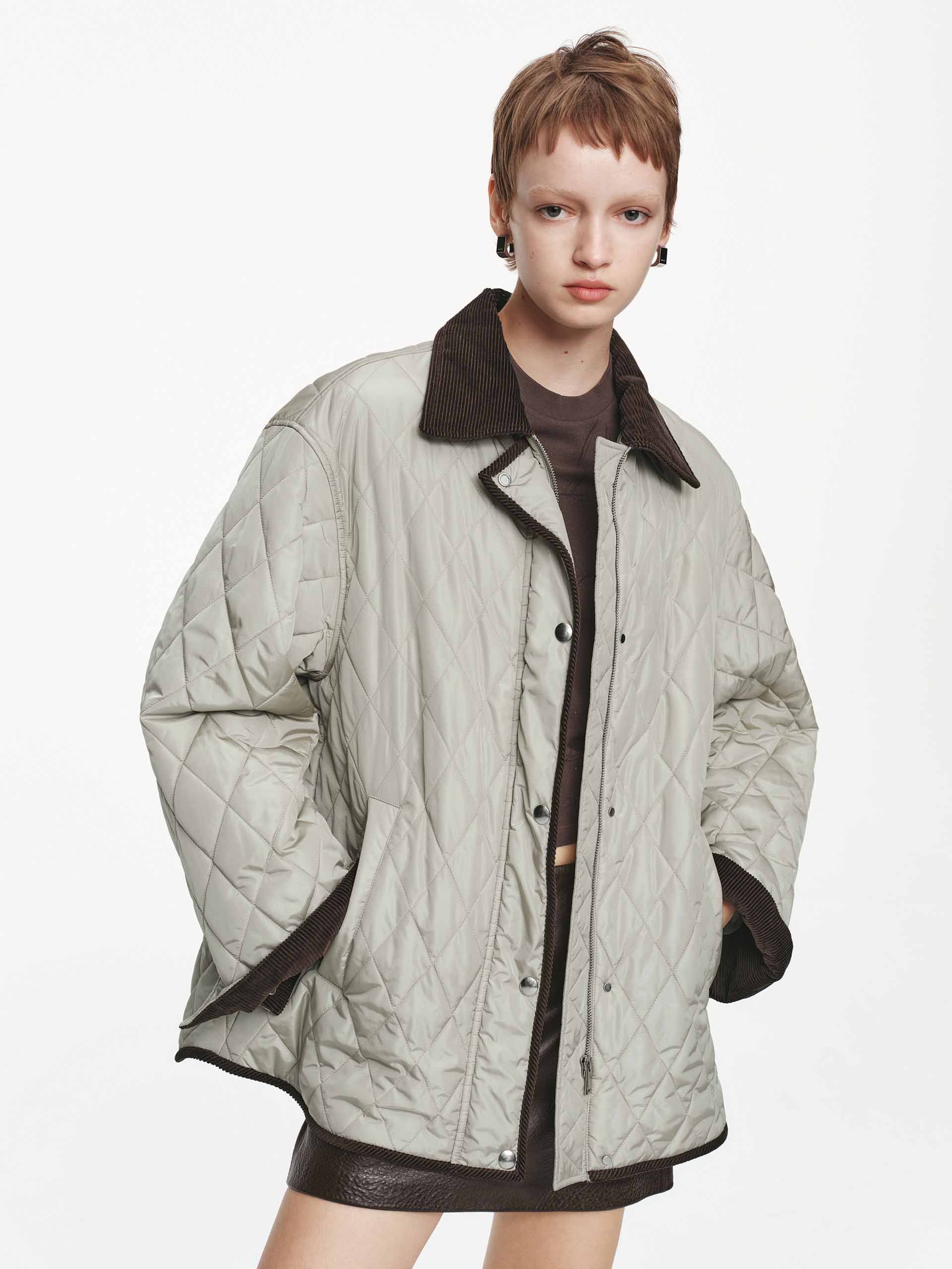 Contrast Detail Quilted Down Jacket