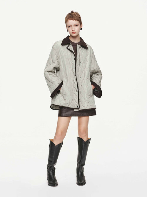 Contrast Detail Quilted Down Jacket