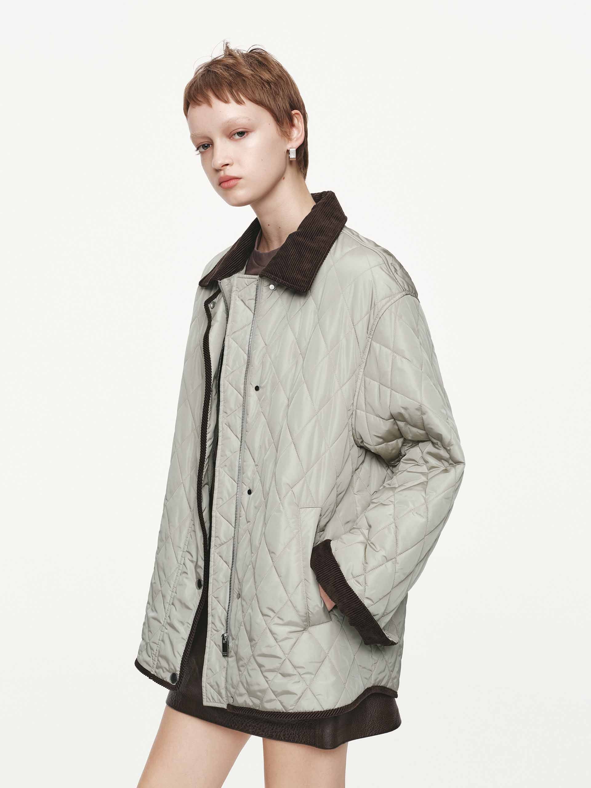 Contrast Detail Quilted Down Jacket