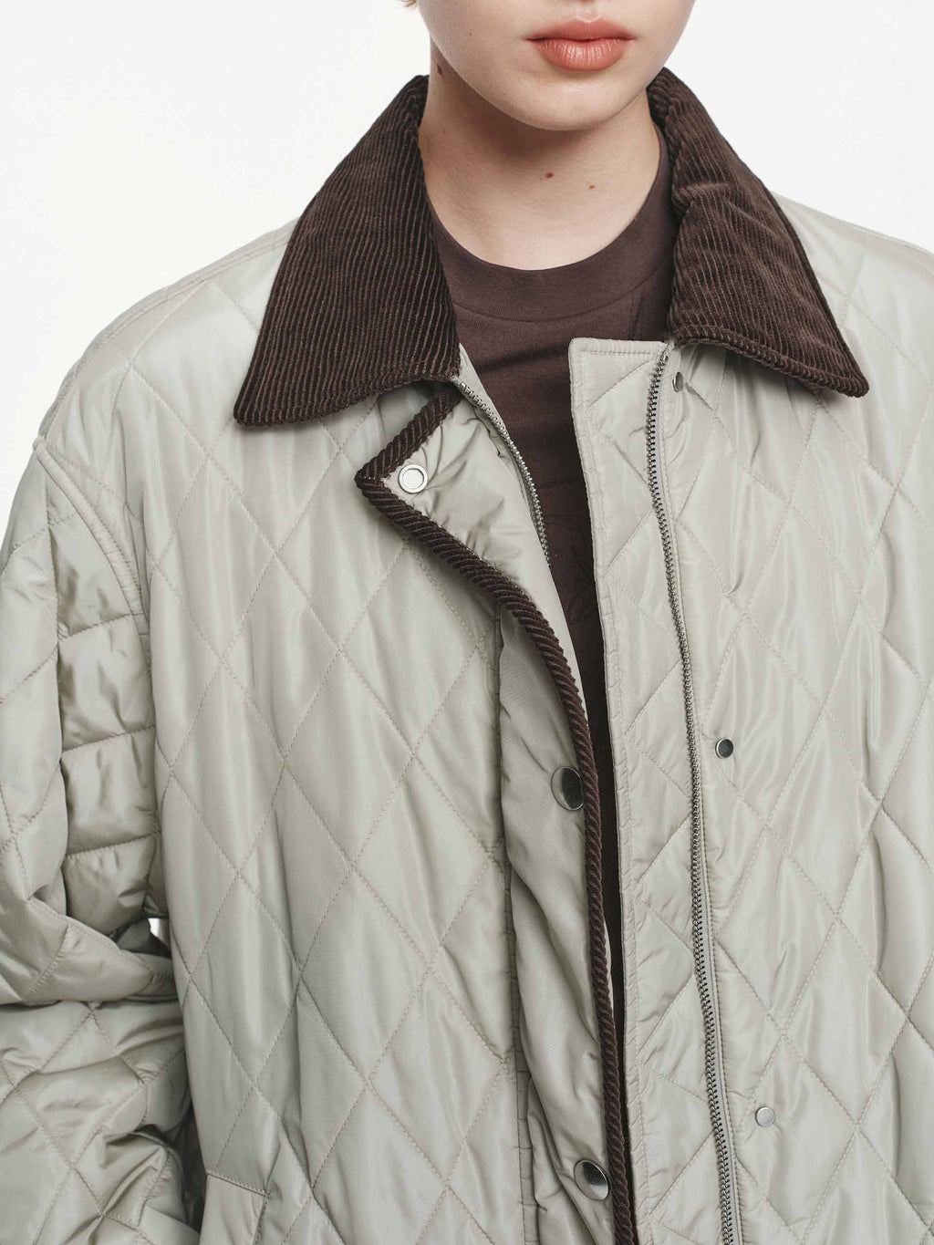 Contrast Detail Quilted Down Jacket