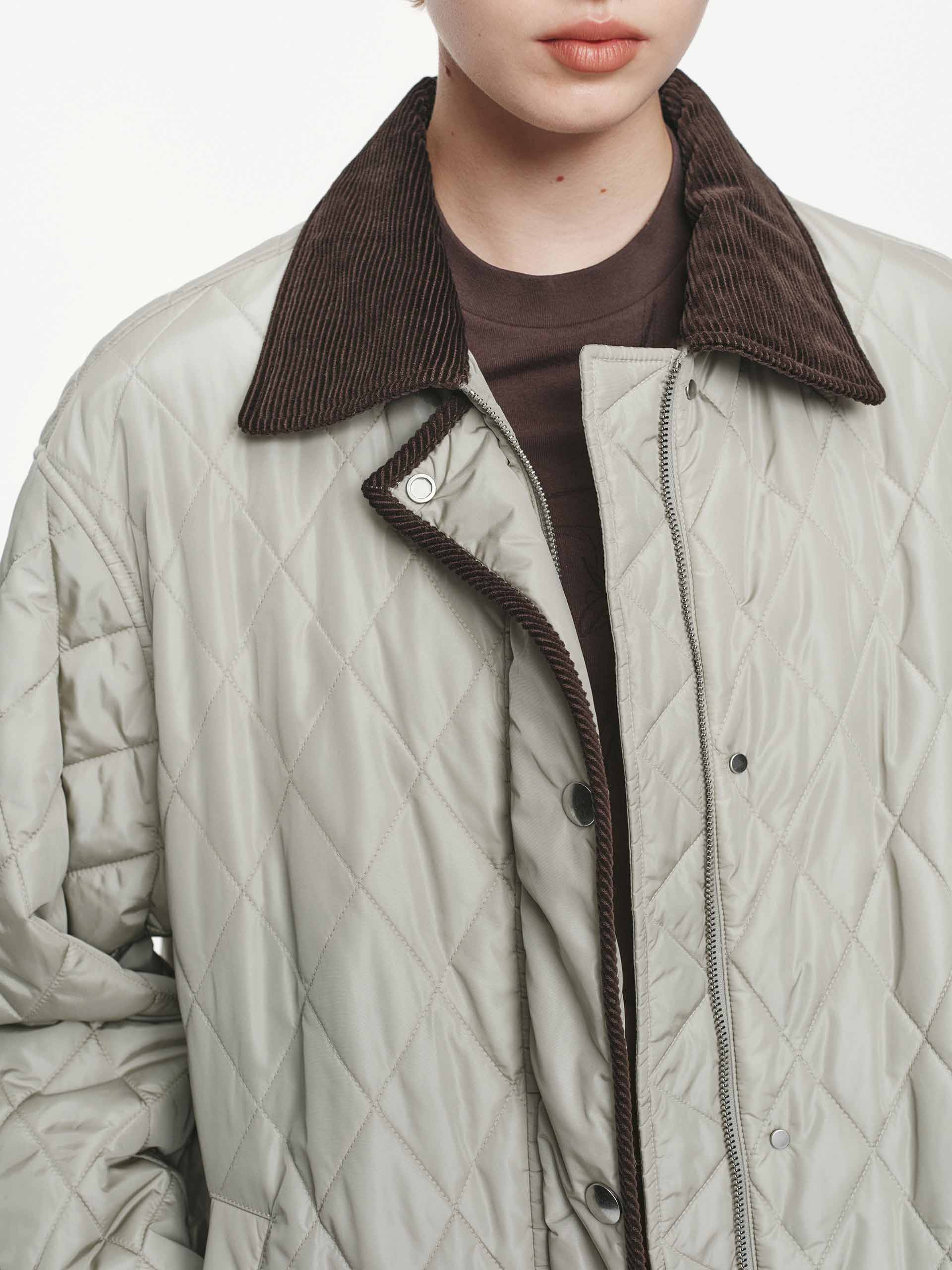 Contrast Detail Quilted Down Jacket